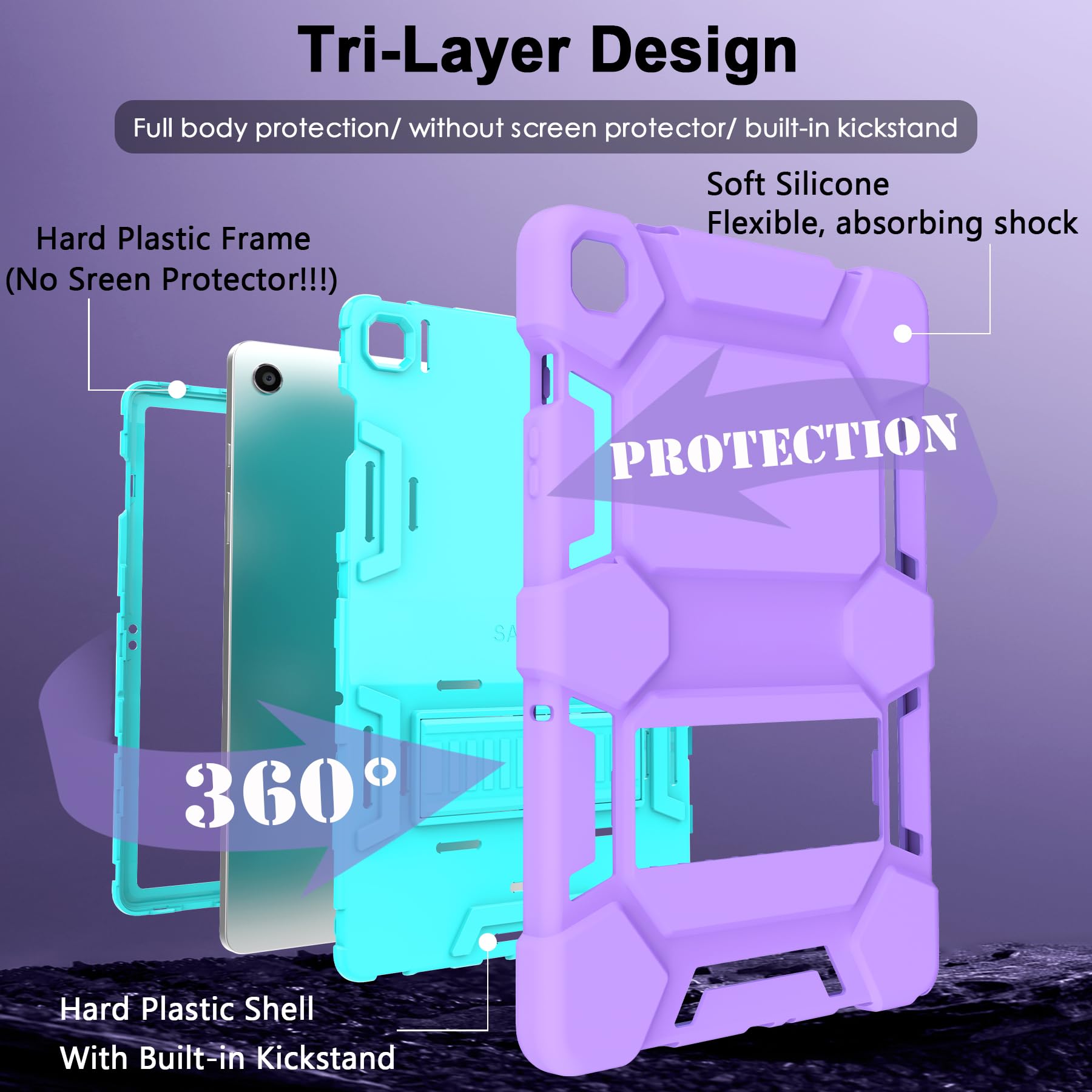 Ccmao Case For Samsung Galaxy Tab A9+ Case 11 Inch 2023 Model (Sm X210/X216/X218), Heavy Duty Shockproof Hybrid Three Layer Prot