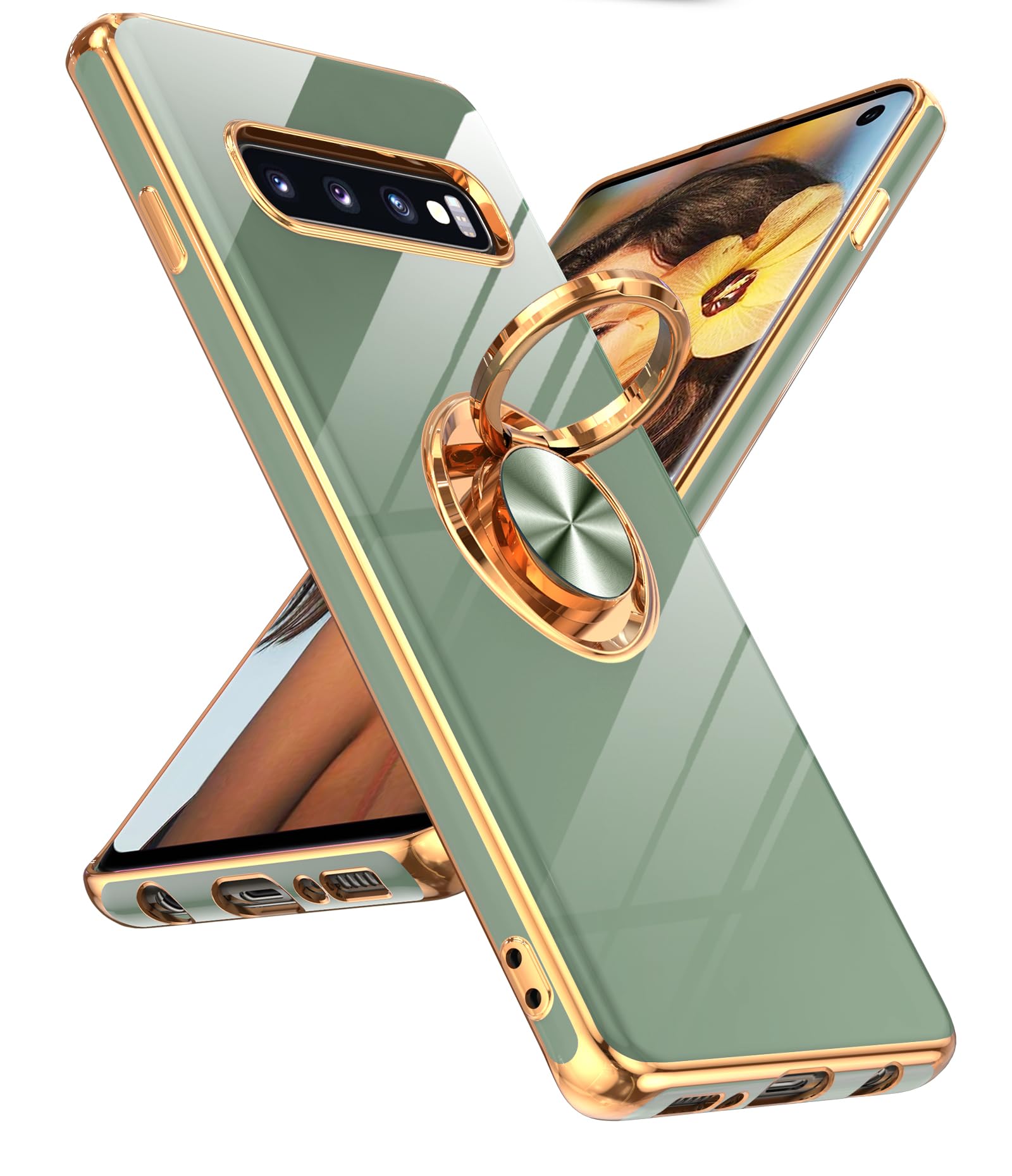 Leyi For Samsung Galaxy S10 Case With 360 Rotatable Ring Holder Kickstand [Compatible With Magnetic Car Mount], Soft Tpu Shockpr