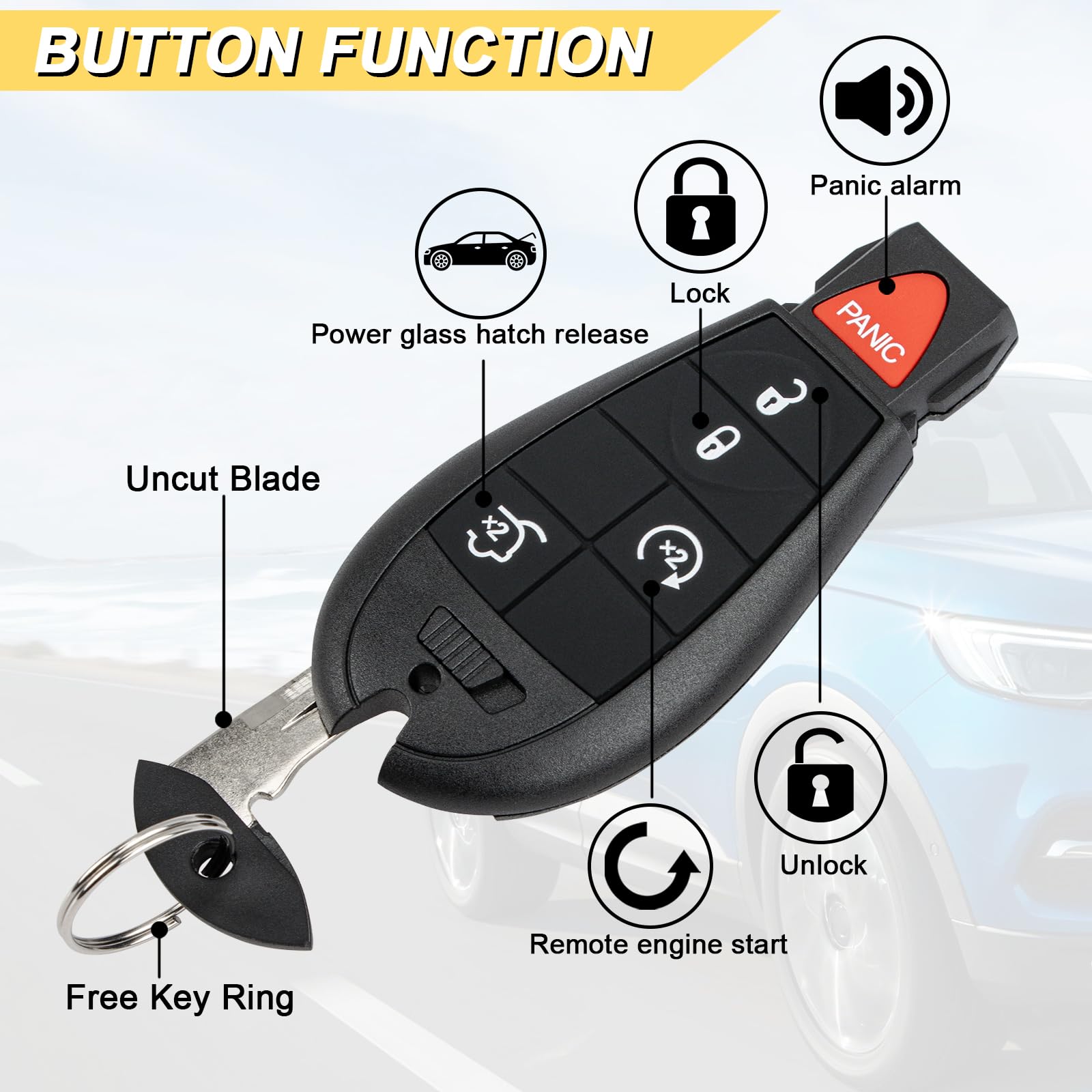 Vurkcy Key Fob Replacement For 2008-2013 Grand Cherokee/ 08-10 Commander Car Keyless Entry Remote Control, M3N5Wy783X Iyz-C01C,