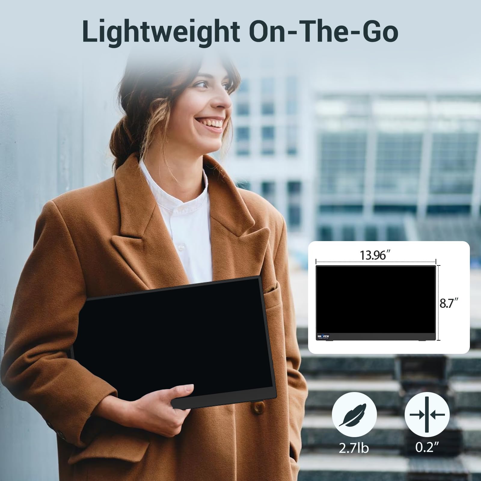 Innoview Portable Monitor, 15.6 Inch Fhd 1080P Hdmi Usb C Second External Monitor For Laptop, Desktop, Macbook, Phones, Tablet, Ps5/4, Xbox, Switch, Built In Speaker With Protective Case