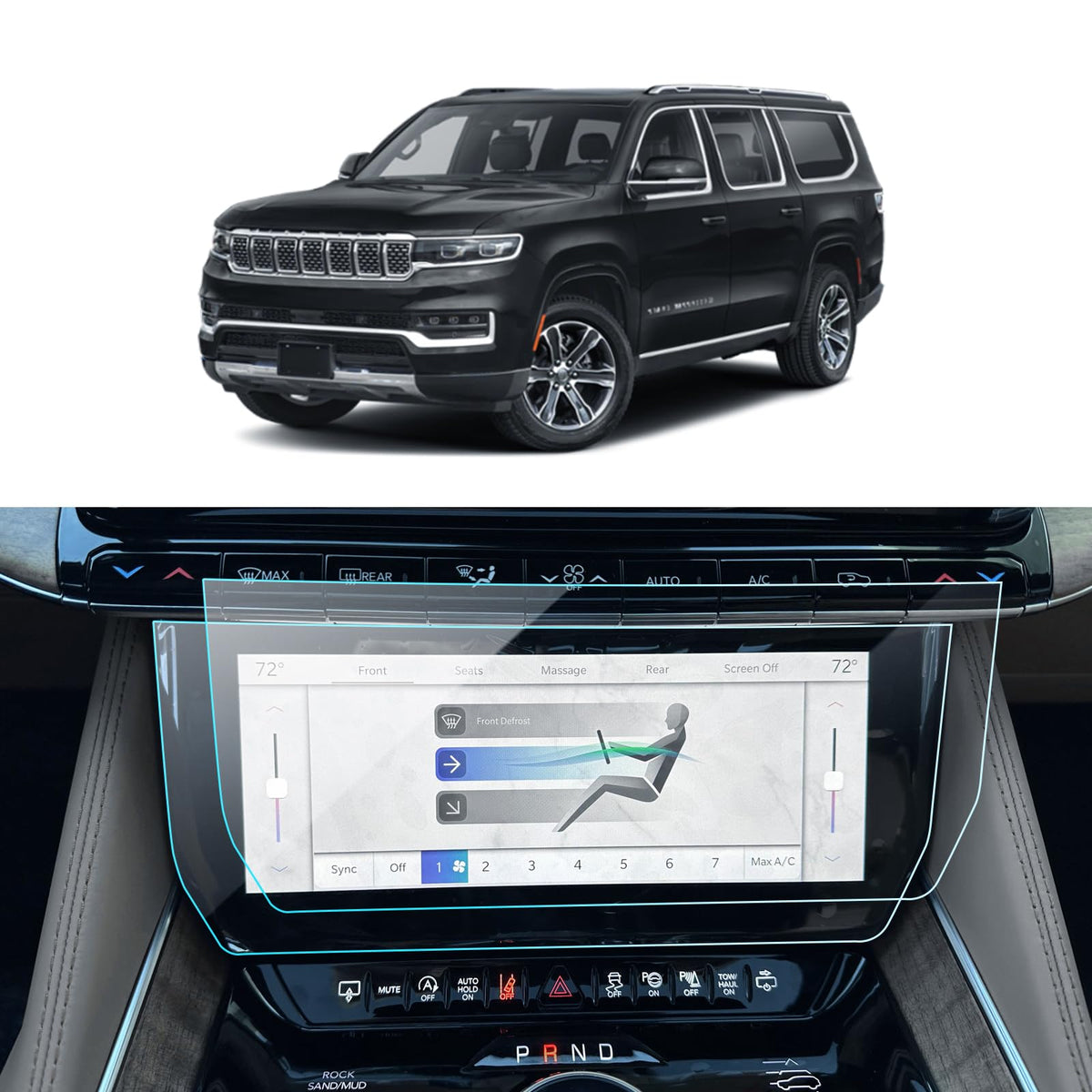 Lantu 2Pcs Car Screen Protector For 2024 2023 2022 Grand Wagoneer Accessories Front Row Under-Navgation Ac Nano Touchscreen Prot