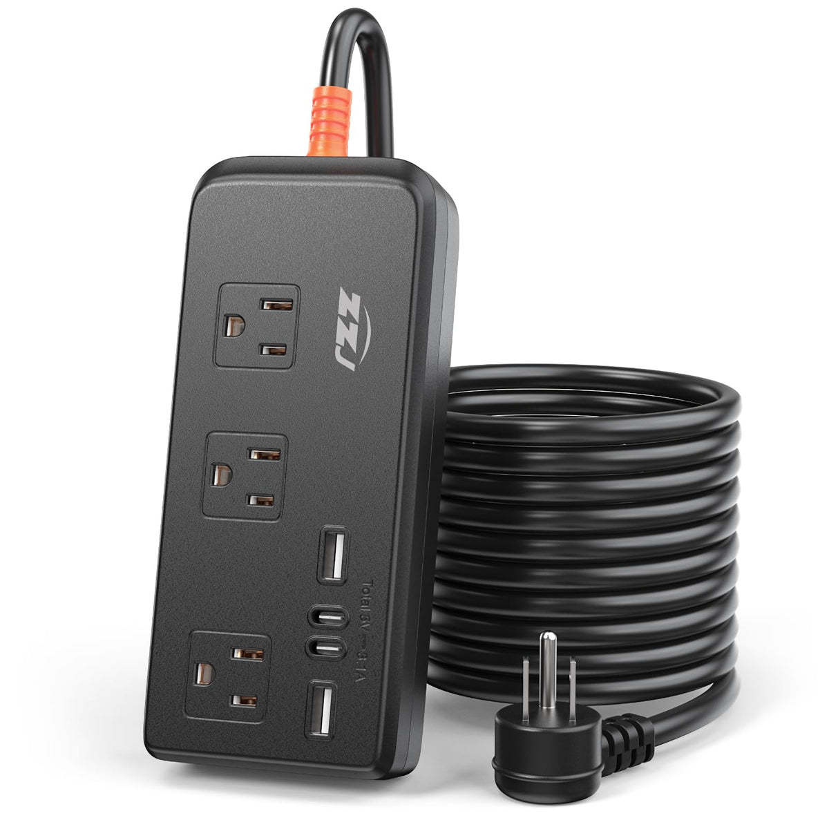 Outdoor Power Strip Weatherproof, 7 In 1 Surge Protector With 3 Wide Outlets 2Usb A And 2Usb C,1875W/15A, 10Ft Flat Plug Multi P