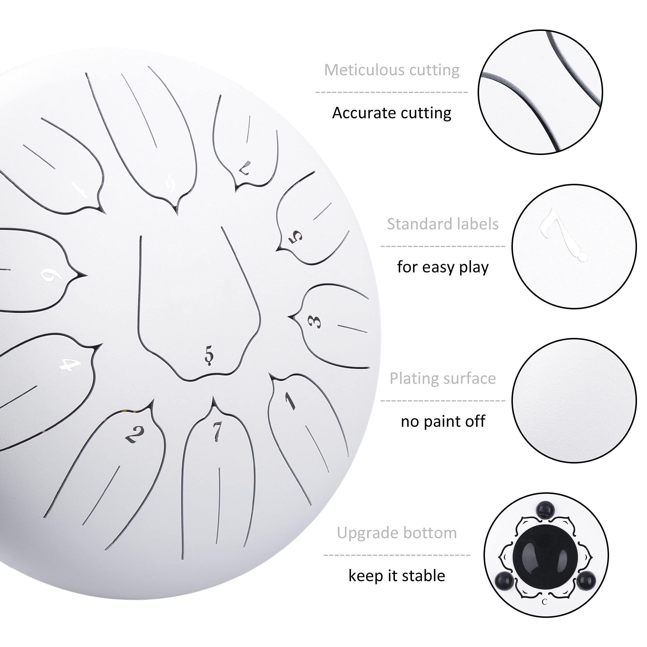 Lomuty Steel Tongue Drum 12 Inch 11 Notes Tongue Drums For Adults, Steel Drum With Bag, Music Book, Mallets, Finger Picks, Handp