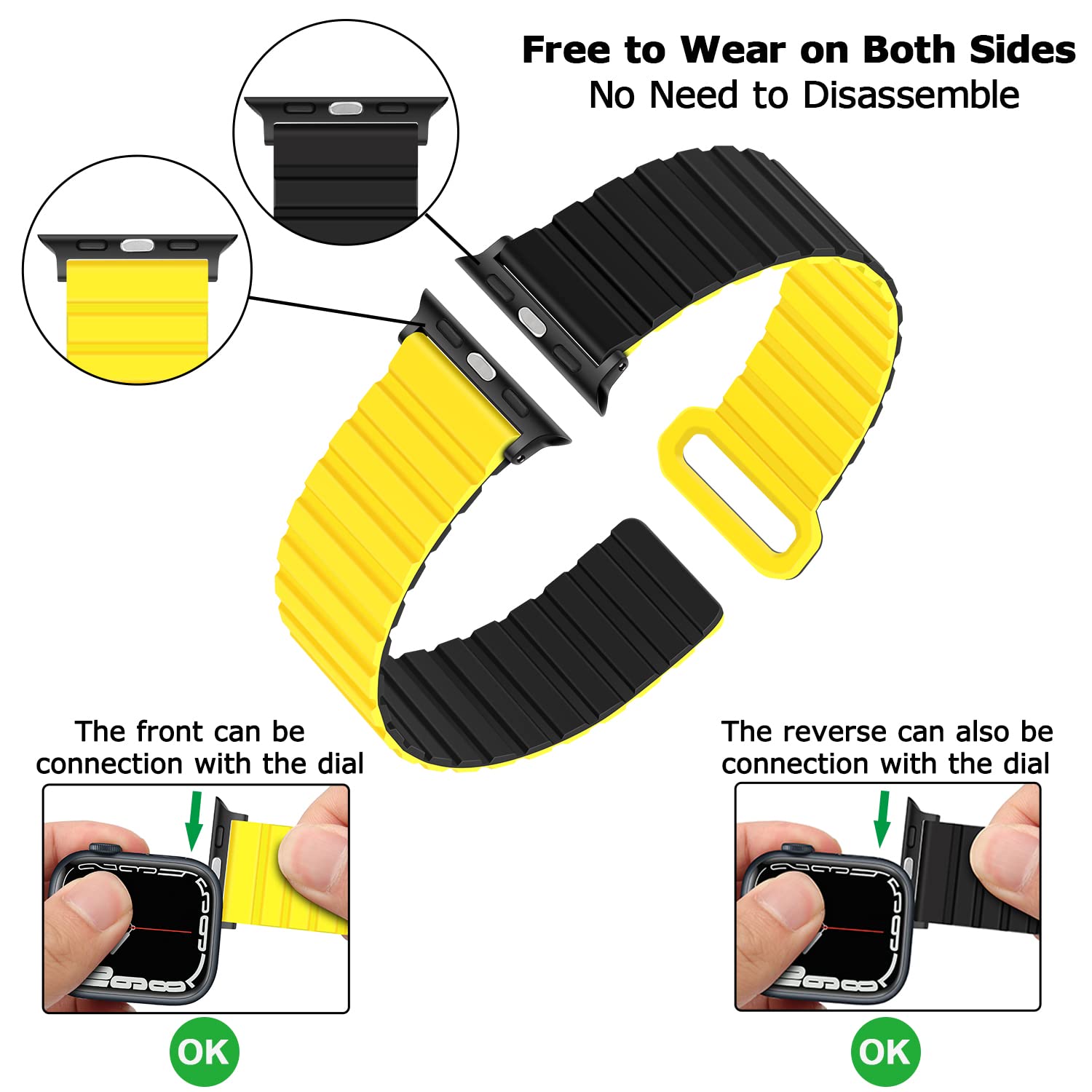 Tasikar Compatible With Apple Watch Band 41Mm 40Mm 38Mm Silicone Magnetic Loop Bands [Double Sided Wearable] Designed For Apple