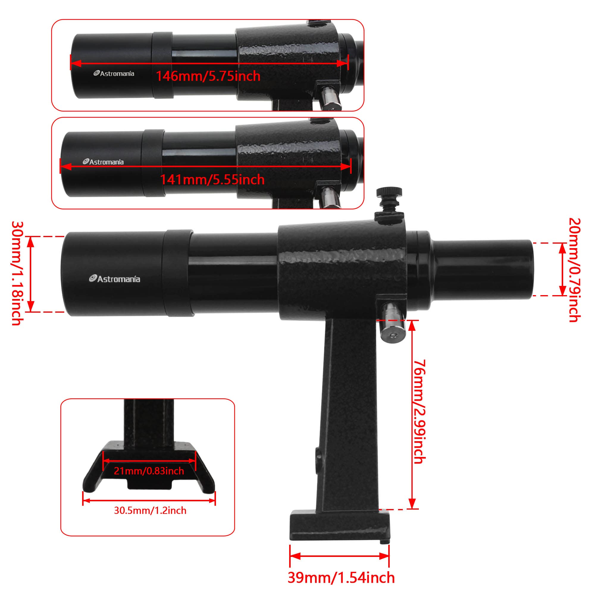Astromania 6X30 Finder Scope, Black   Allowing Many Astronomical Objects To Become Visible To Your Eye