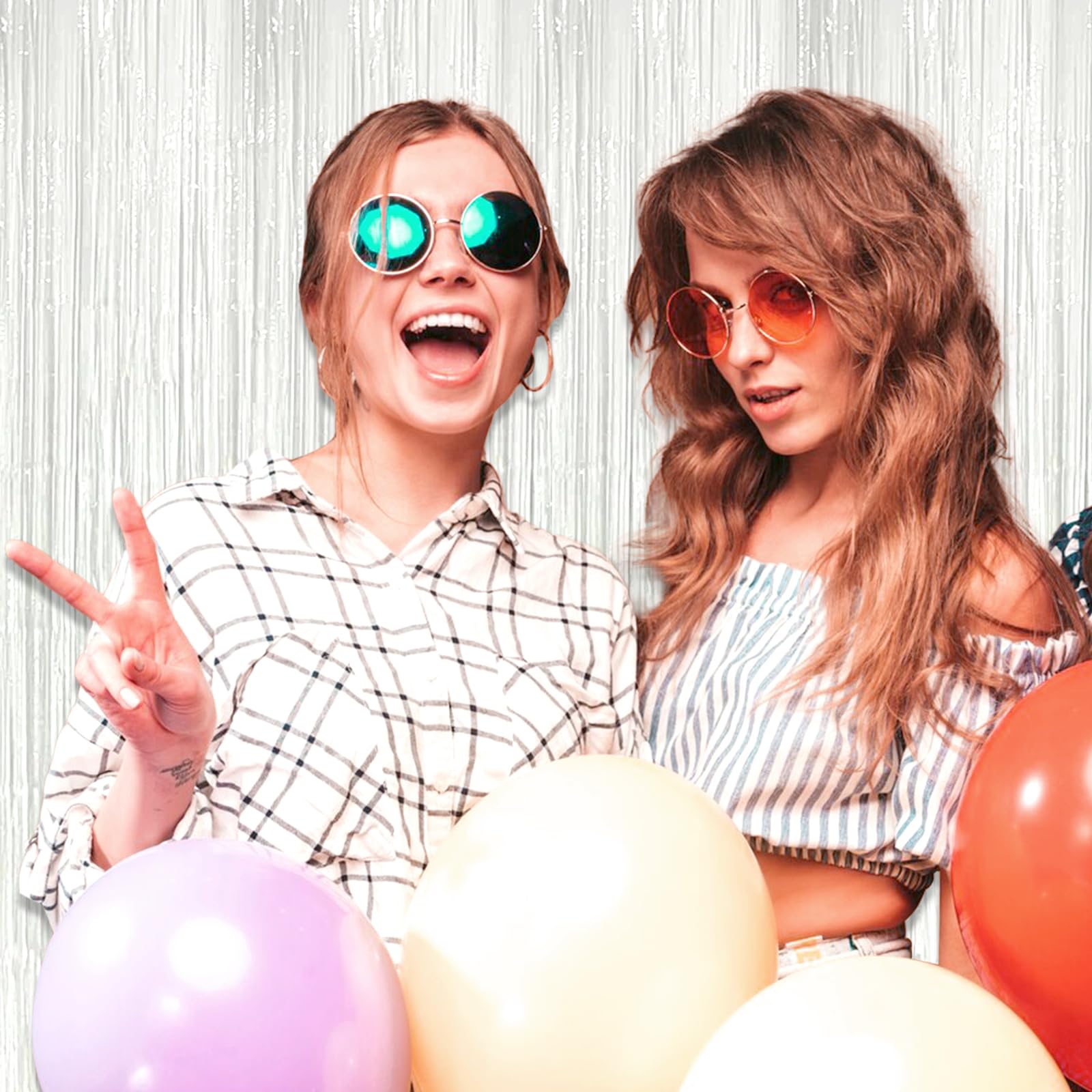 3 Pack White Foil Fringe Curtain Backdrop, 3.28Ft X 8.2Ft Metallic Tinsel Foil Fringe Streamer Curtains For Photo Booth, Valenti