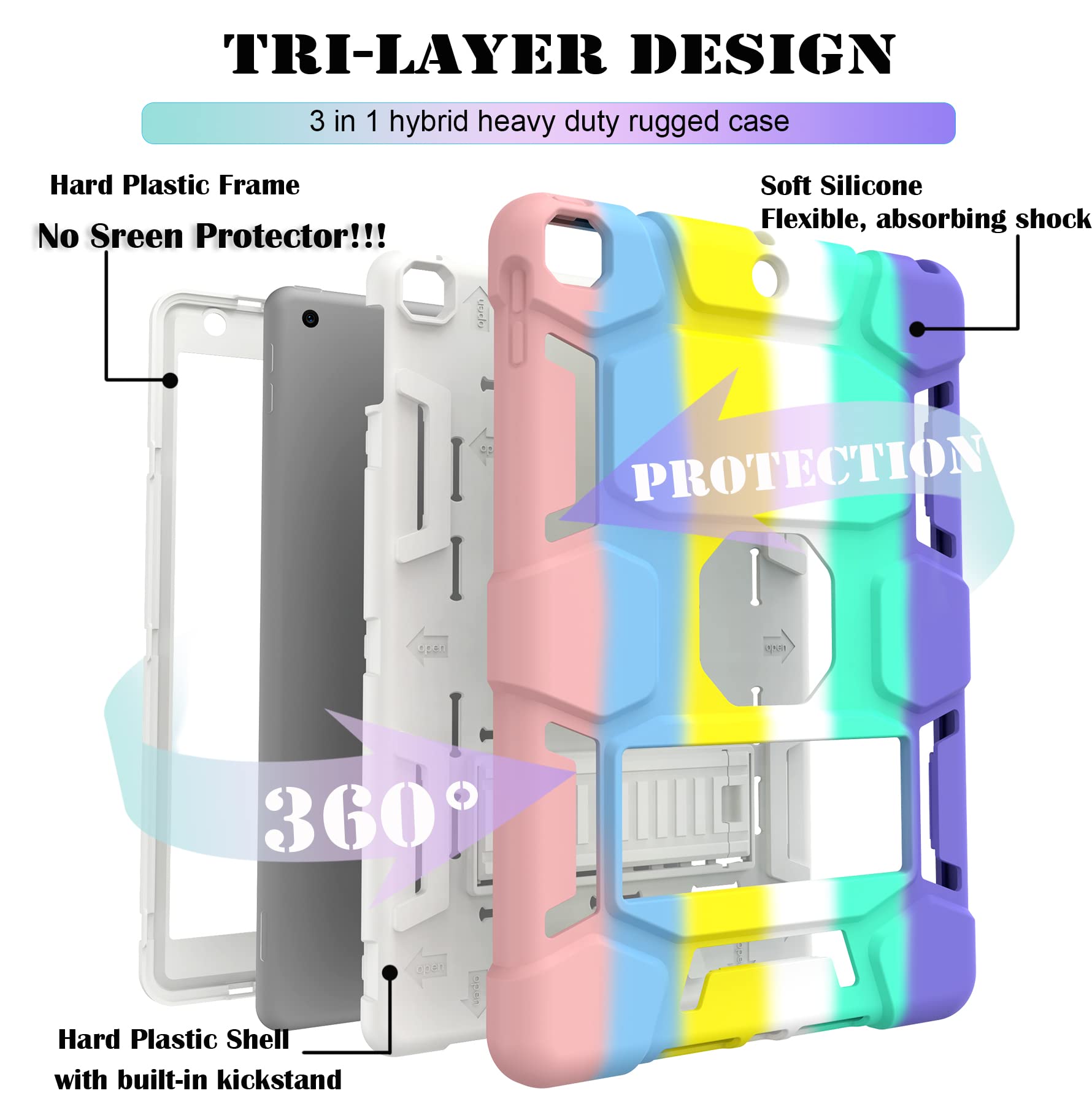 Ccmao Ipad 9Th Generation Case, Ipad 8Th/7Th Generation Case, Ipad 10.2 2021/2020/2019 Case With Kickstand, Heavy Duty Shockproo