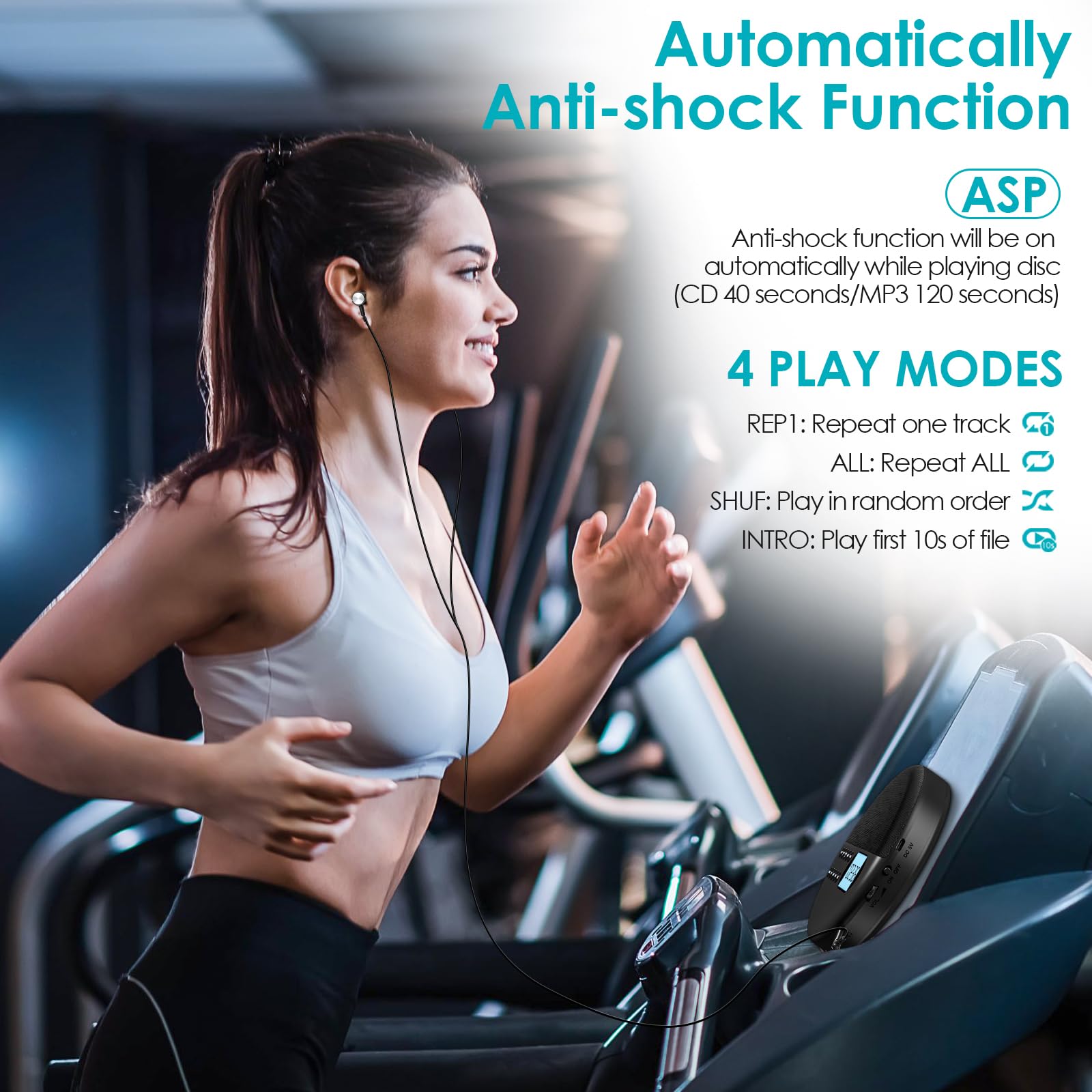 Gueray Cd Player Portable With Bluetooth Cd Player With Speakers Rechargeable 1500Mah Personal Cd Player Support Tf Card Memory