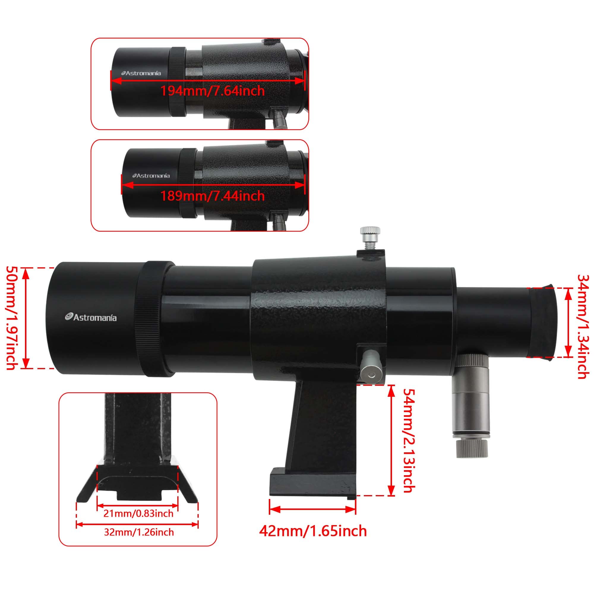 Astromania 9X50 Illuminated Finder Scope, Black   It Provides Both A Bright Image And Comfortable Viewing