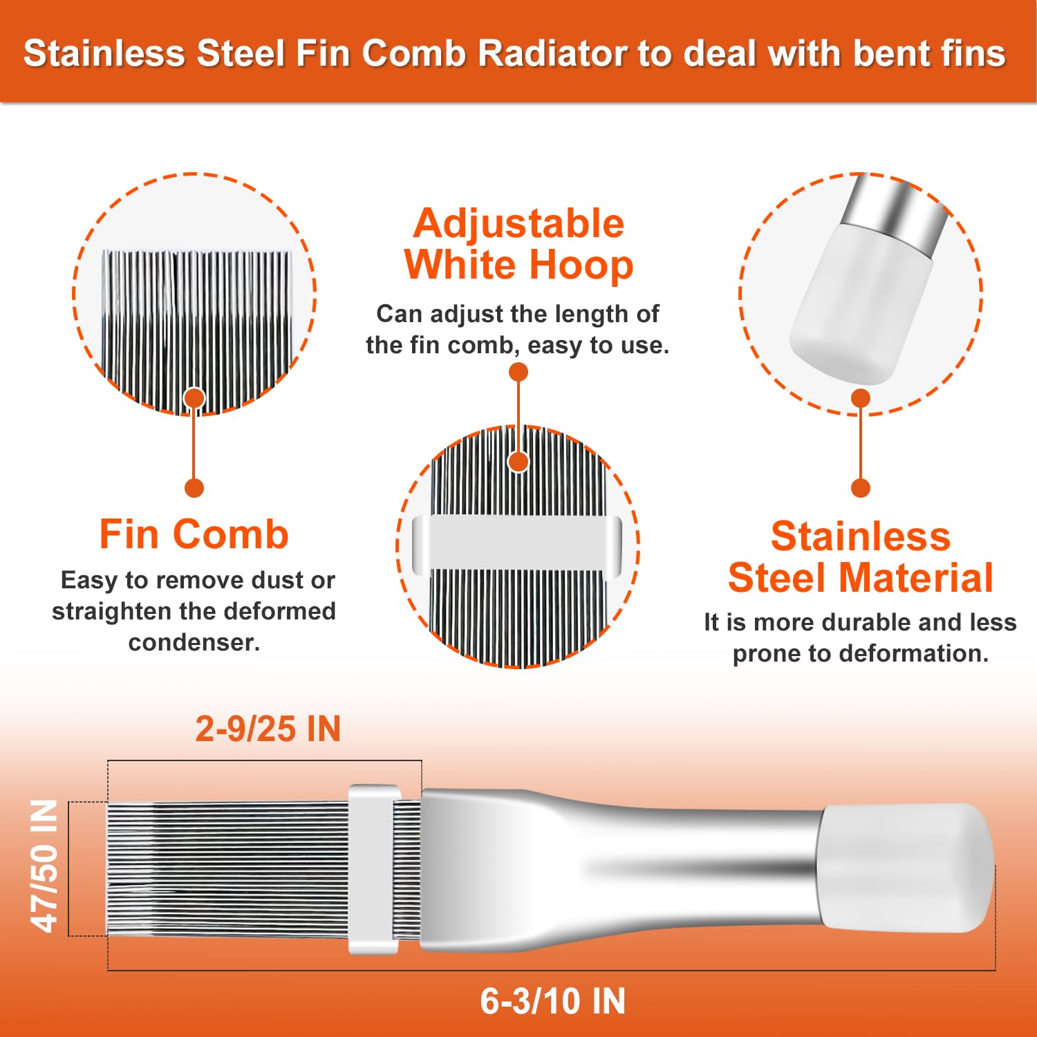 Cenipar 5Pcs Air Conditioner Condenser Fin Comb Set Include Fcr6 Fin Comb, Metal Radiator Fin Comb, Plastic Air Conditioner Fin