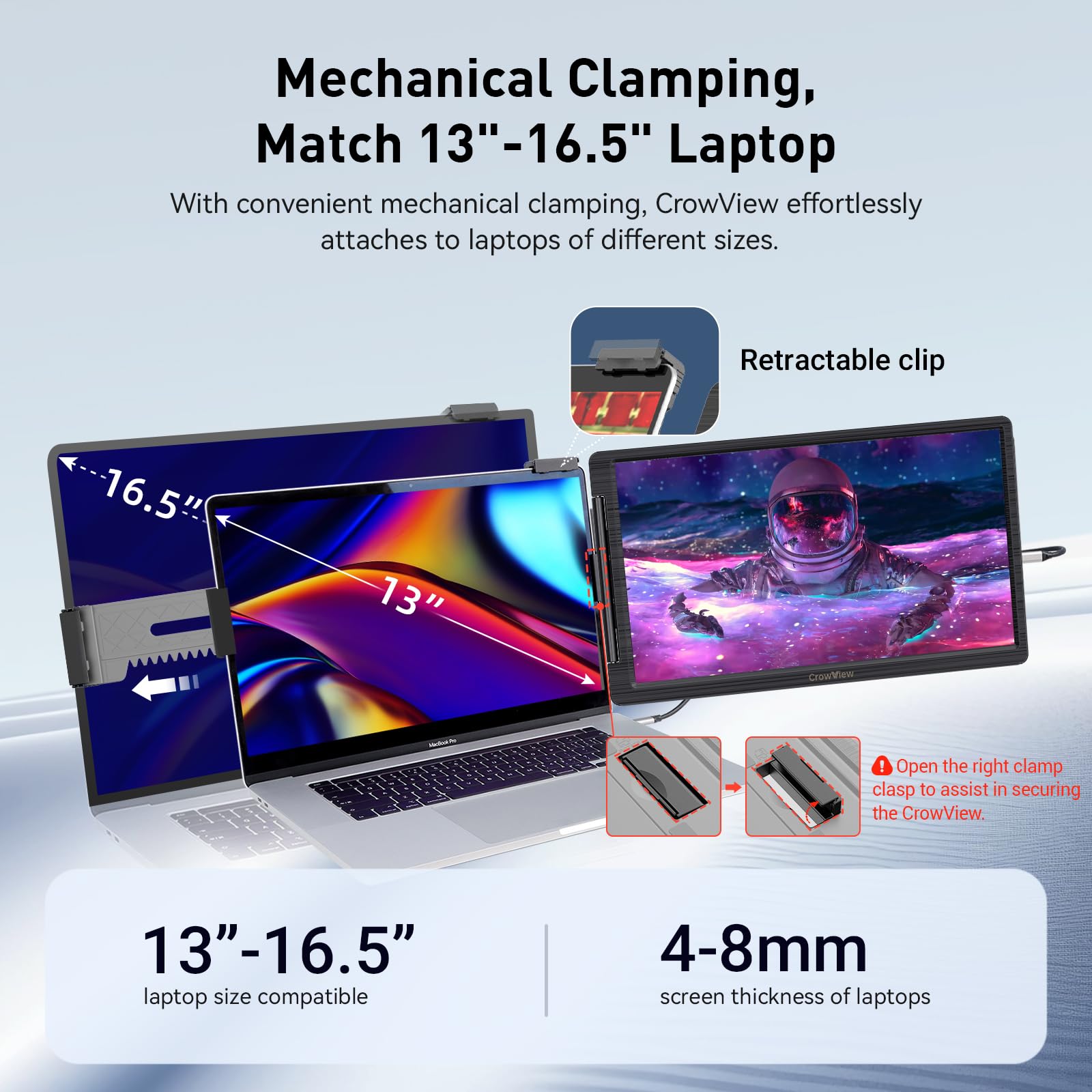 Elecrow Laptop Screen Extender 14 Inch Portable Monitor For Laptop (13    16.5   ) Crowview Fhd 1080P Usb C Dual Screen Travel M