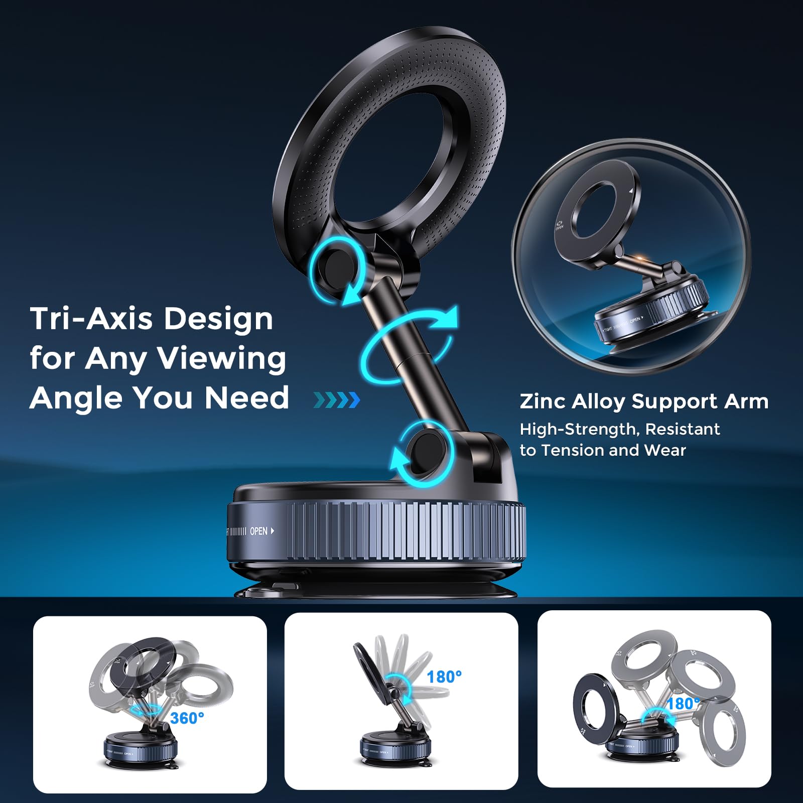 Jfchsk Vacuum Magnetic Phone Holder, Compatible With Magsafe Iphone And All Smartphones, Car/Gym/Kitchen/Mirror/Smooth Surface,