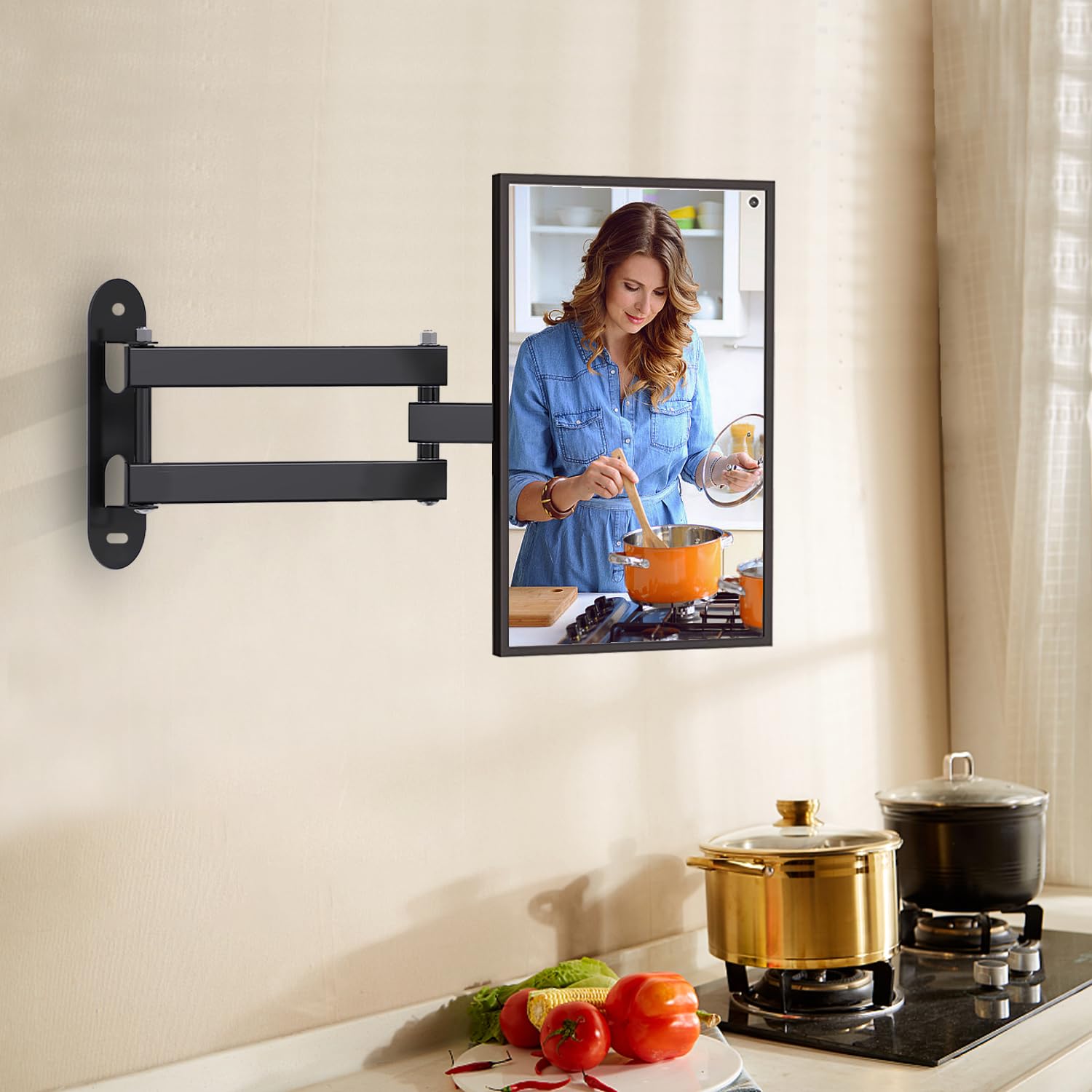 Nuyoah Wall Mount For Echo Show 15, Adjustable Wall Mounting Bracket For Most 10 30 Inches Tvs Monitors, Swivel Tilt Rotate Exte