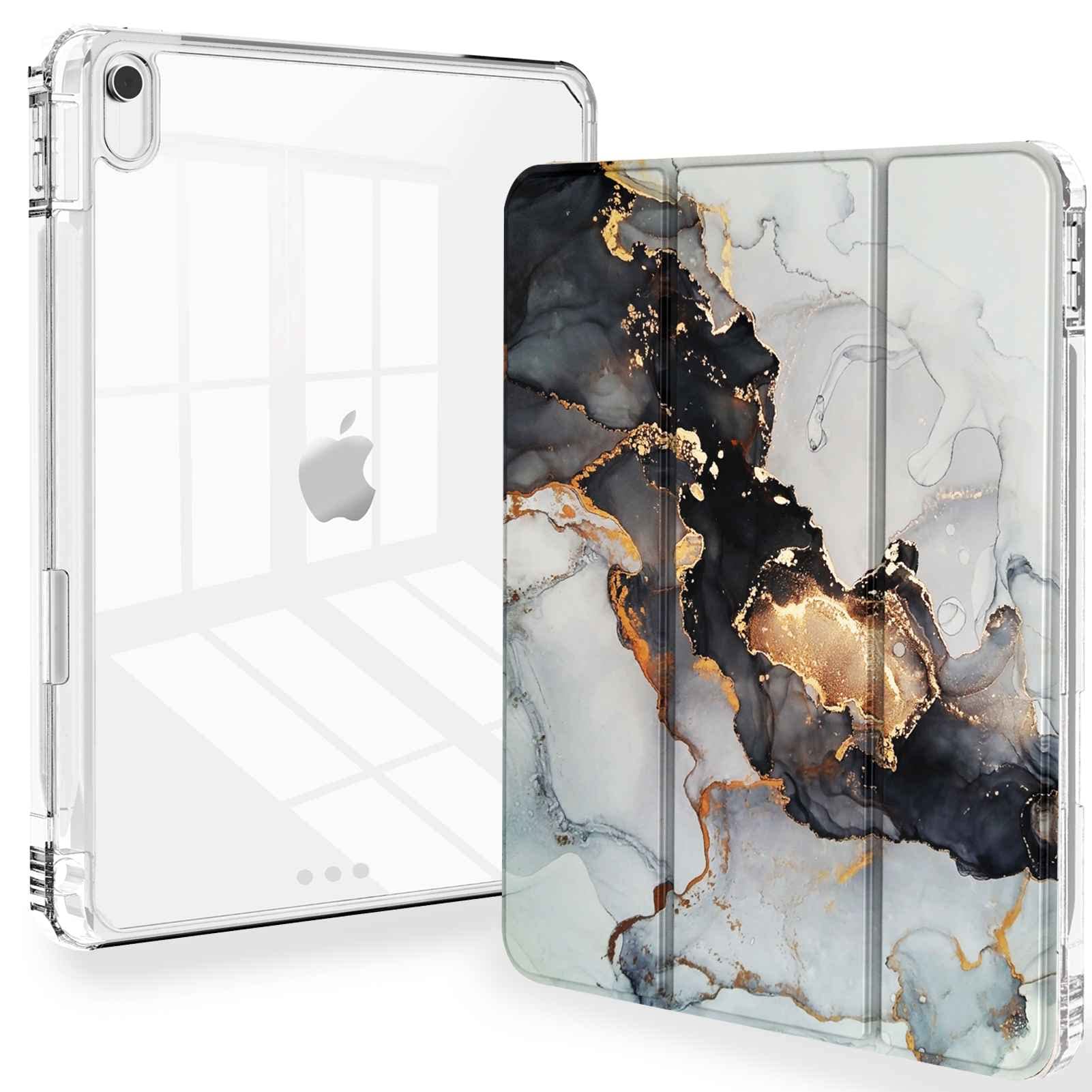 Feams iPad 10th Generation 10.9 Inch Case, Slim Lightweight Trifold iPad 10.9 Case Clear Back Transparent Cover with Pencil Hold