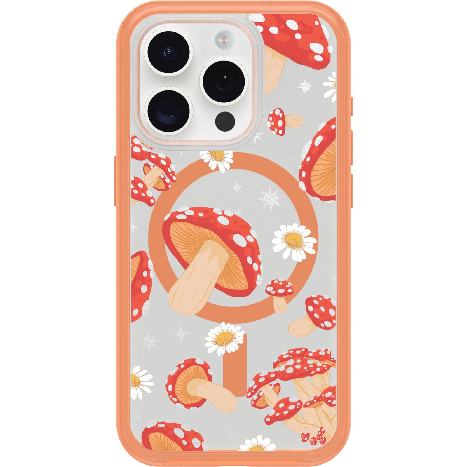 Otterbox Iphone 15 Pro (Only) Symmetry Series Clear Case   Fungi (Orange), Snaps To Magsafe, Ultra Sleek, Raised Edges Protect C