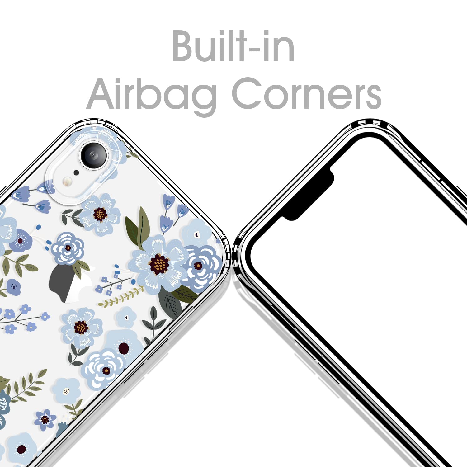 Gyzya For Iphone Xr Case Clear With Floral Design, Cute Protective Slim Tpu Bumper + Shockproof Non Yellowing Back Cover For Wom