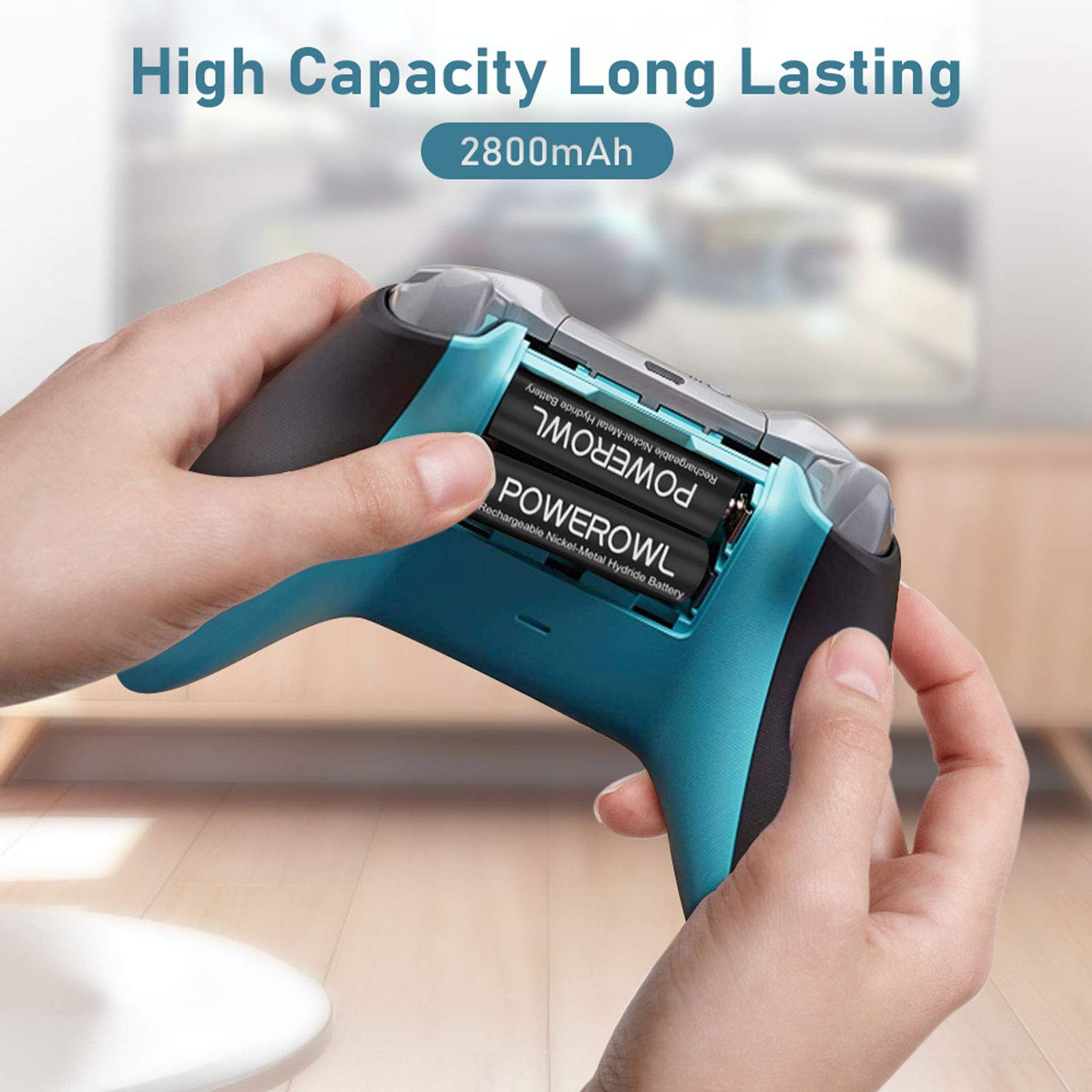 Powerowl 2800Mah Rechargeable Aa Batteries With Smart 8 Bay Battery Charger, Low Self Discharge Ni Mh Double A Batteries, 8 Coun