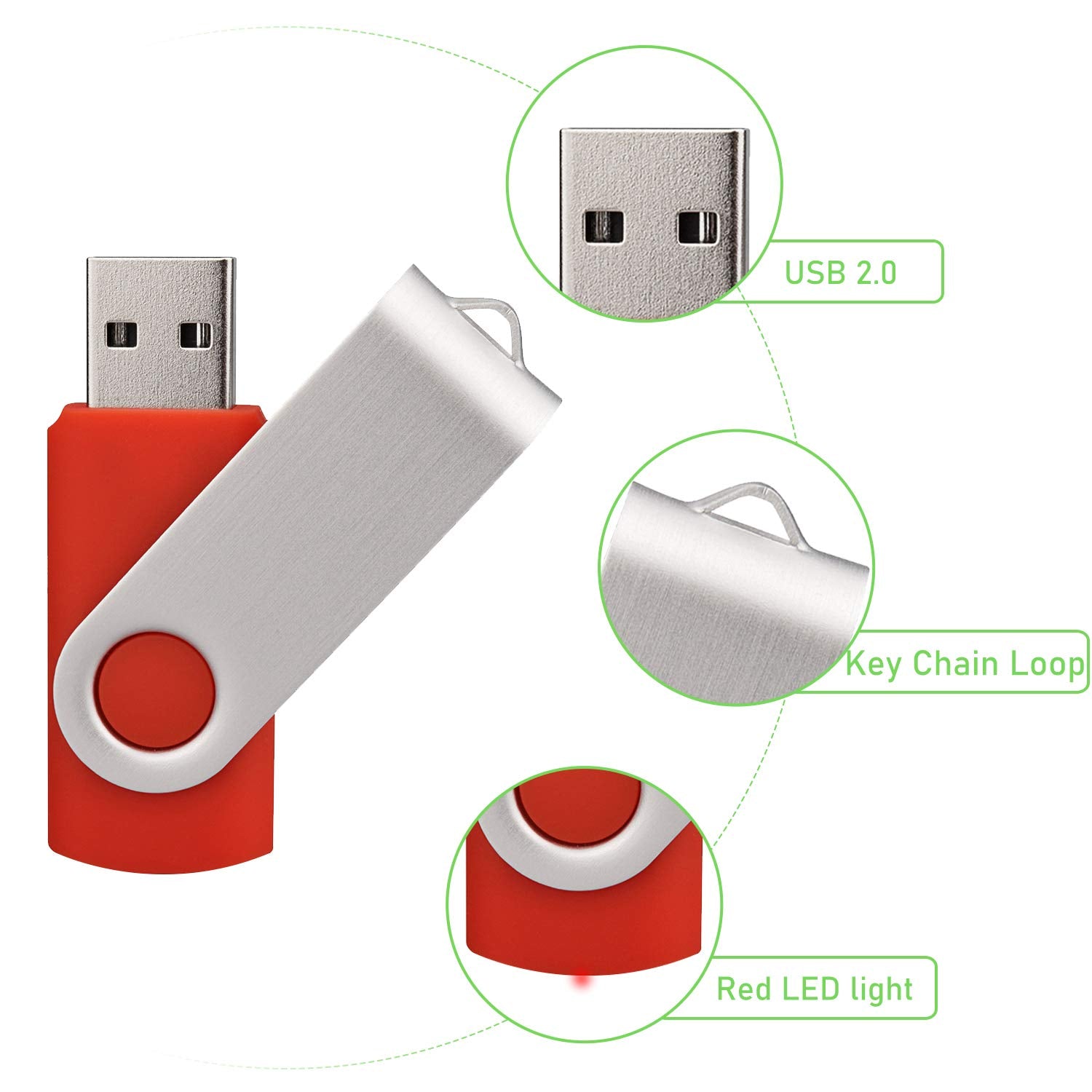 Usb Flash Drive 32Gb 10 Pack, Thumb Drives Memory Stick Usb 2.0 Bulk Swivel Jump Drive Zip Drive With Led Indicator For Data Sto