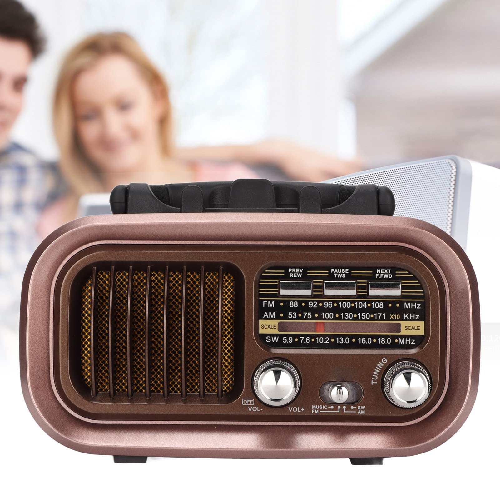 Vintage Radio Retro Bluetooth Speaker, Strong Bass Enhancement, Loud Volume Fm Am Sw 3 Bands Portable Wireless Speakers For Kitc