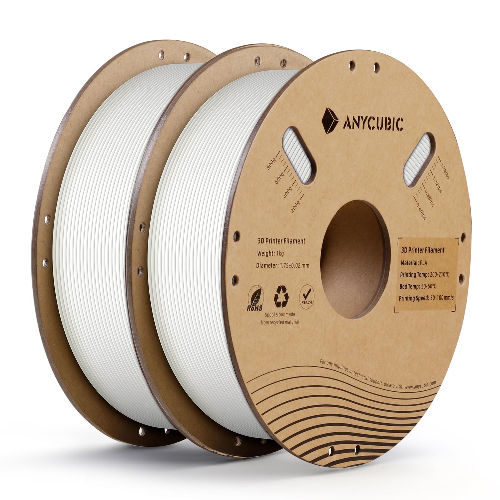 Anycubic Pla 3D Printer Filament, Rfid 3D Printing Pla Filament 1.75Mm Dimensional Accuracy +/  0.02Mm, 1Kg Spool (2.2 Lbs), 2Kg