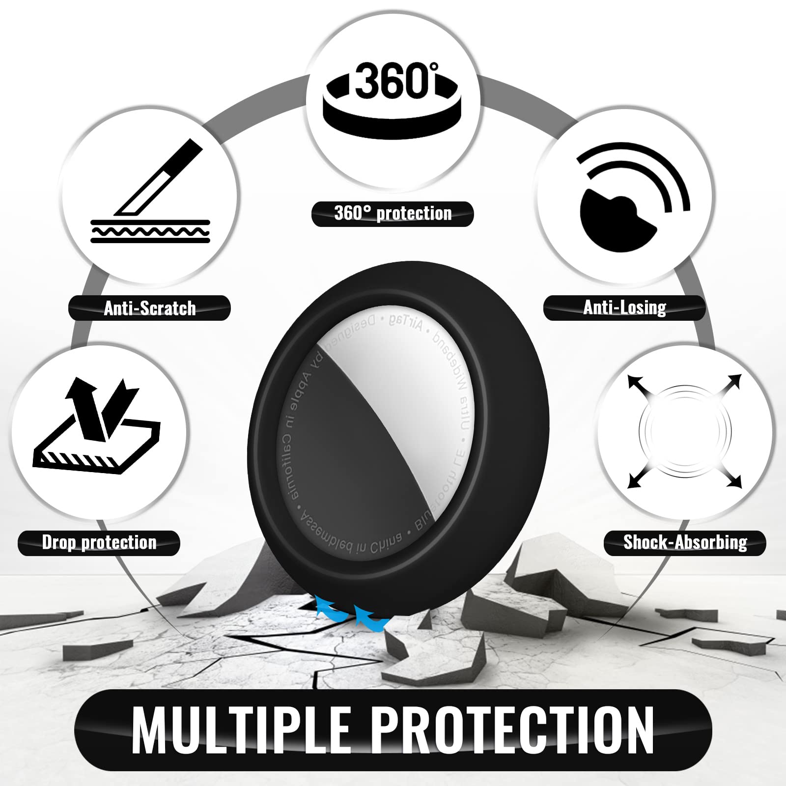 Teamola Silicone Case Compatible With Airtag Holder With Super Sticky Adhesive Mount - Reusable Airtag Cover Sticker For Phone,