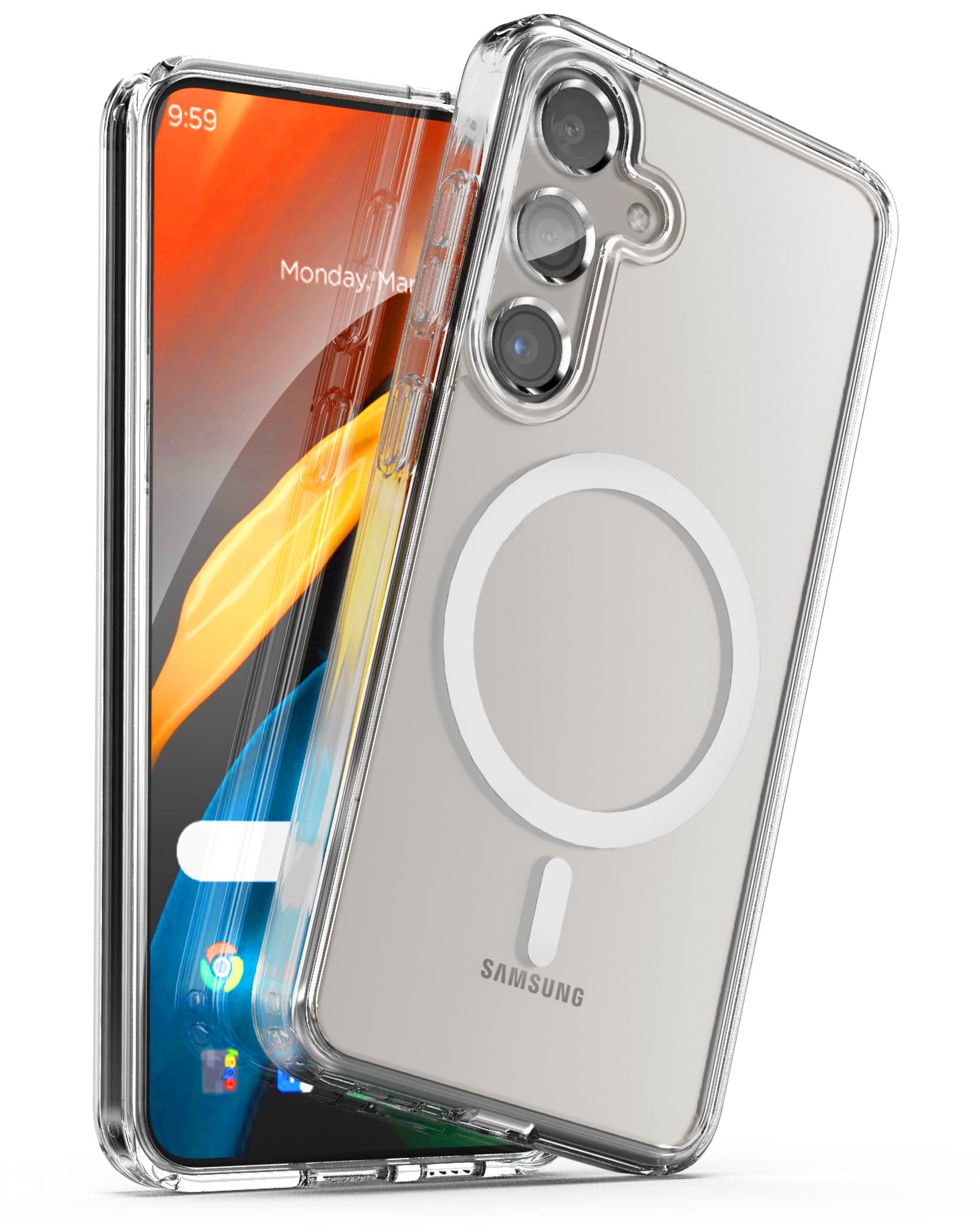 ENCASED MAG Case for Samsung Galaxy S24 Plus (2024) Compatible with MagSafe, Wireless Charging Magnetic Cover (Crystal Clear)