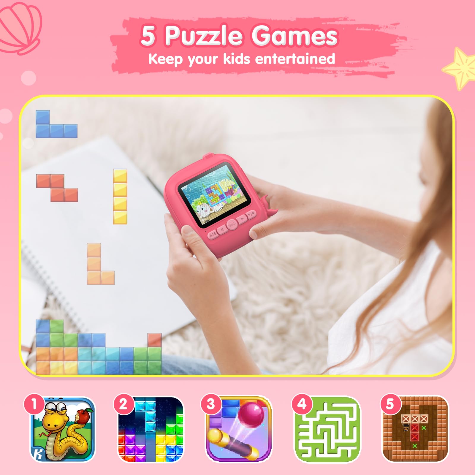 Kids Camera Instant Print, Camera For Kids With Printing Photo Paper, Toys For Girls Aged 3 13, Toddler Digital Camera For 4 5 6