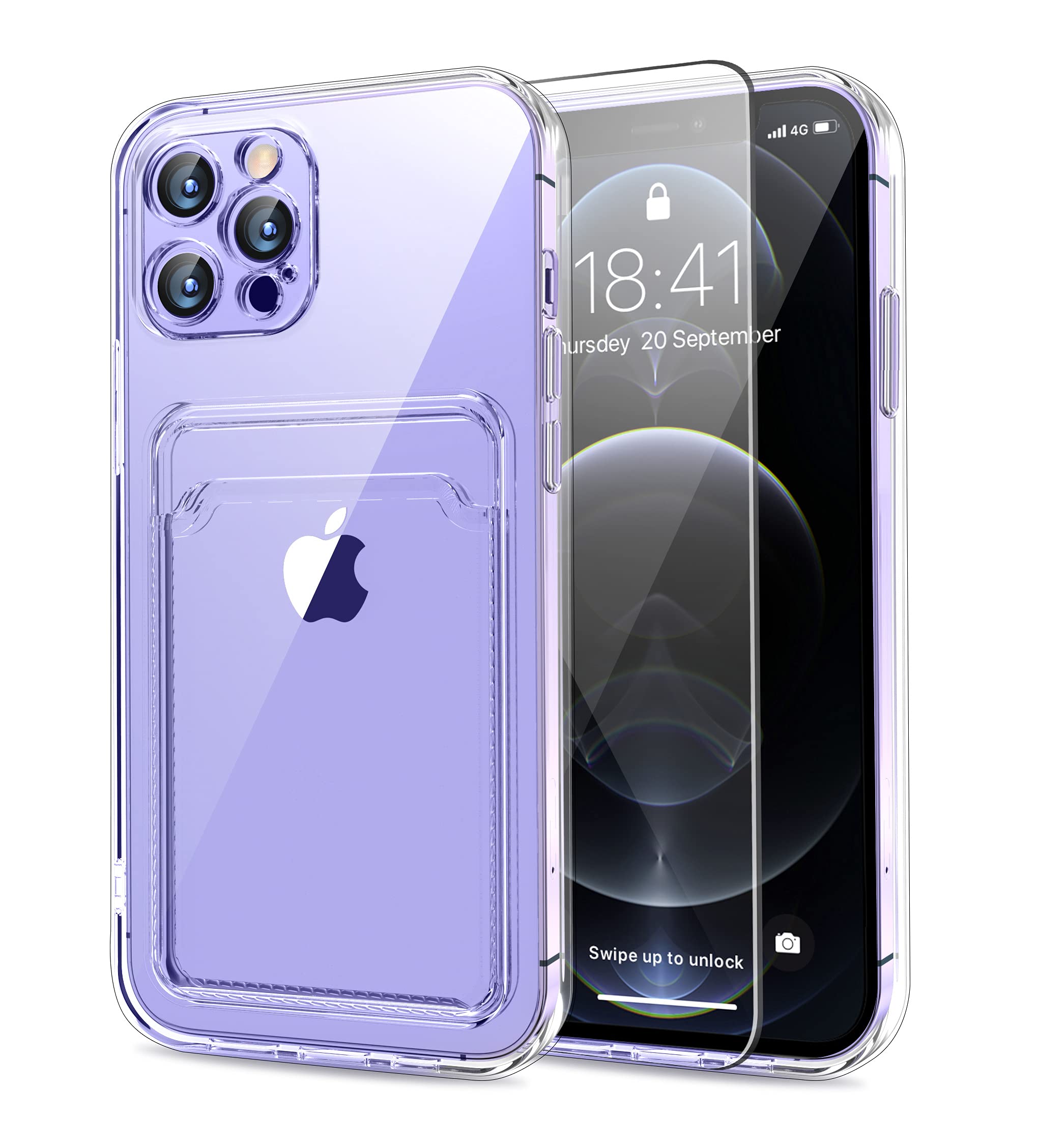 Mzelq Wallet Case For Iphone 12 Pro (6.1 Inch), Card Holder Camera Protection Cover For Iphone 12 Pro + Screen Protector, Soft S