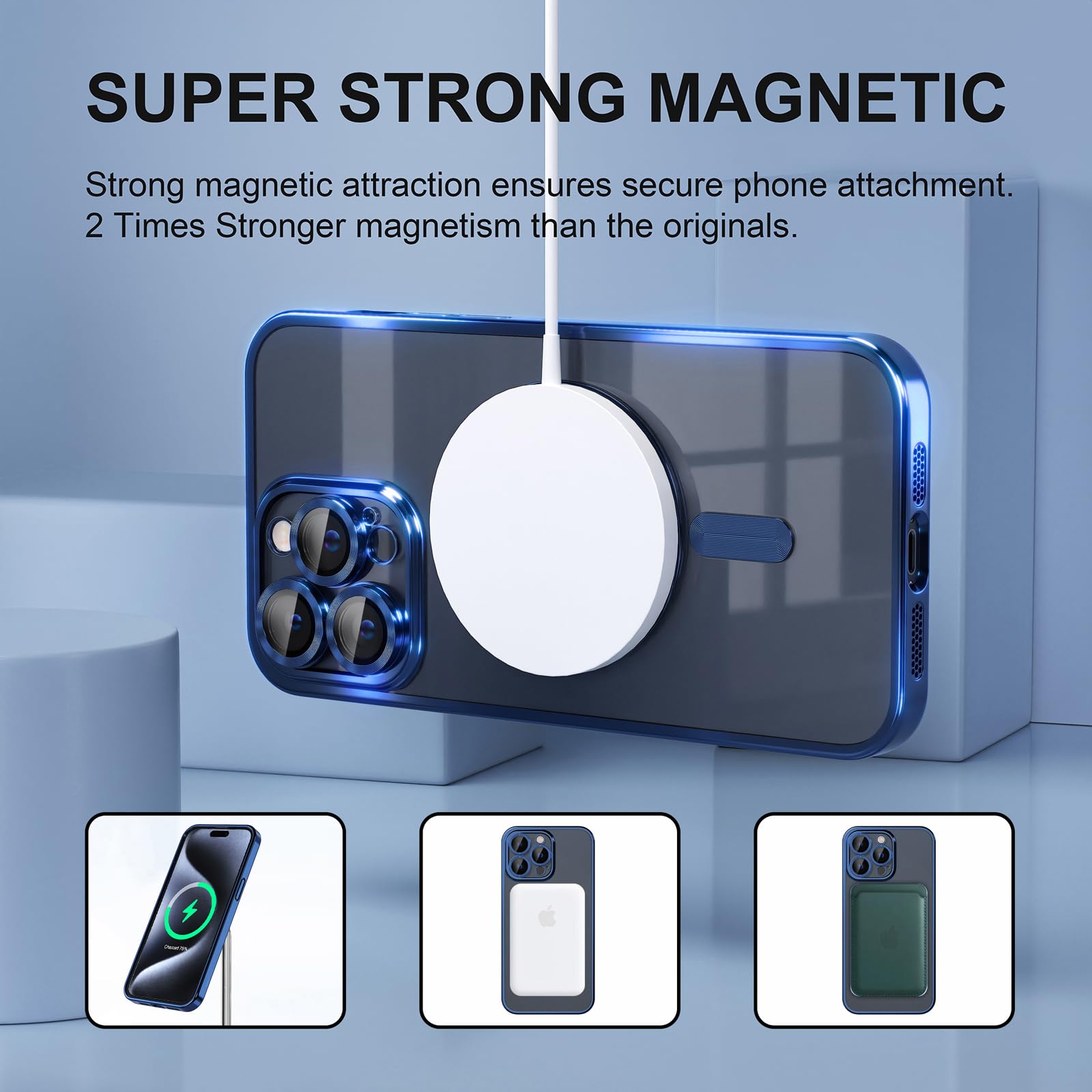 Misea Magnetic For Iphone 15 Pro Case Compatible With Magsafe [Never Yellowing] [Military Grade Drop Protection] Full Camera Len
