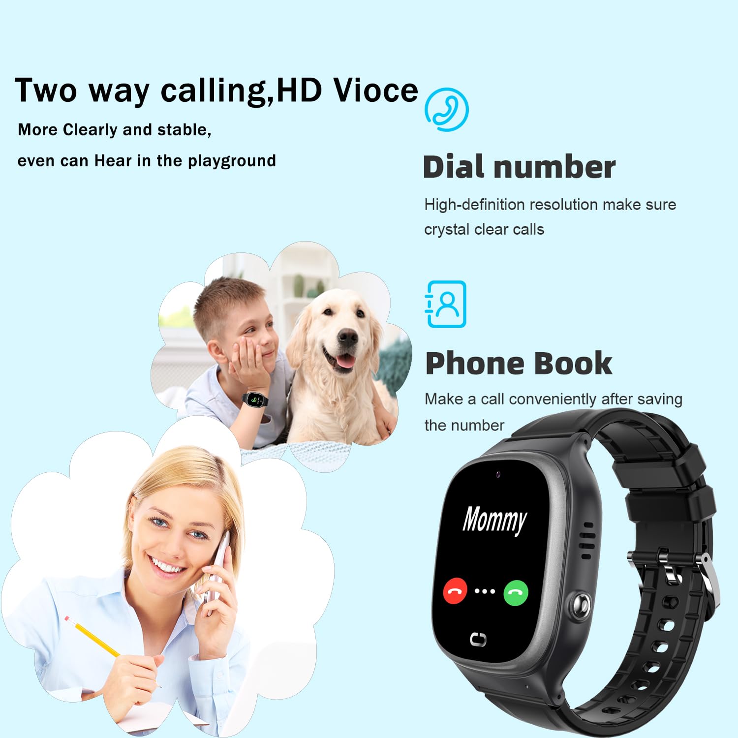 Tykjszgs Waterproof Kids Smart Watch Lbs Tracker - Boys Girls For 3-12 Year Old With Sos Camera Alarm Call Camera 12 Time Format