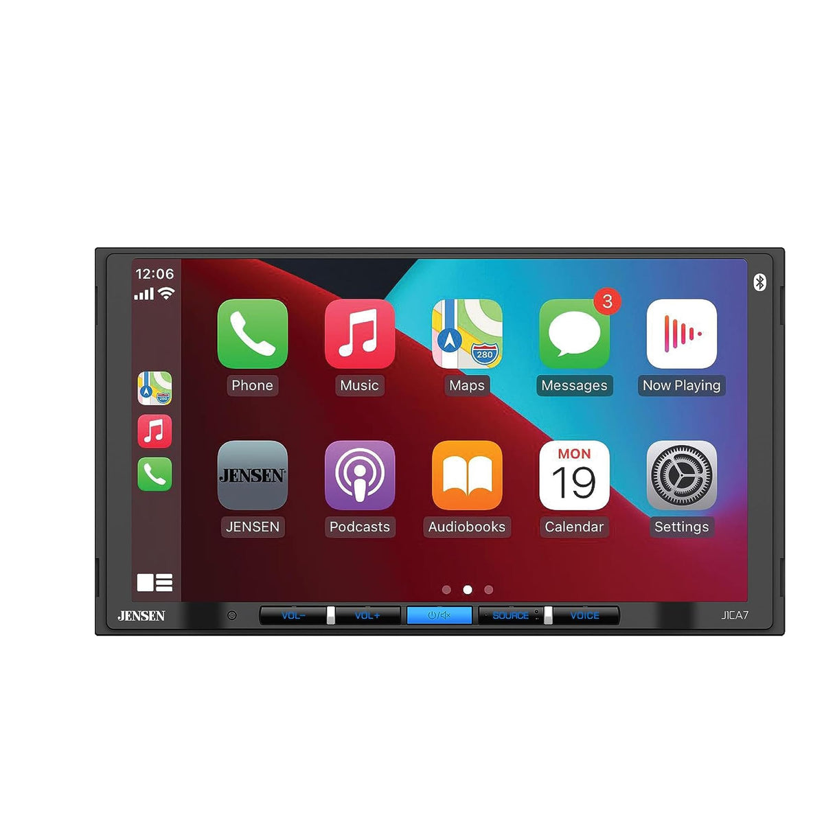 JENSEN J1CA7 7-inch Certified Apple CarPlay Android Auto | Double DIN Touchscreen Car Stereo Radio | Bluetooth Hands Free Calling & Music Streaming | Backup Camera Input | USB Playback & Charging