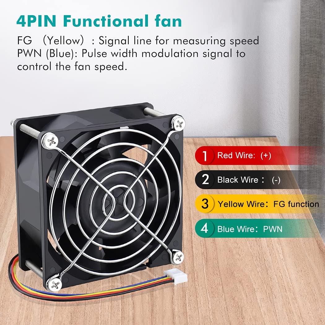 Wathai 80Mm X 38Mm High Static Pressure Fan 12V 4 Pin Dual Ball Pwm 8038 High Cfm For Pc Cpu Cooler Gpu Server Computerc Case Co