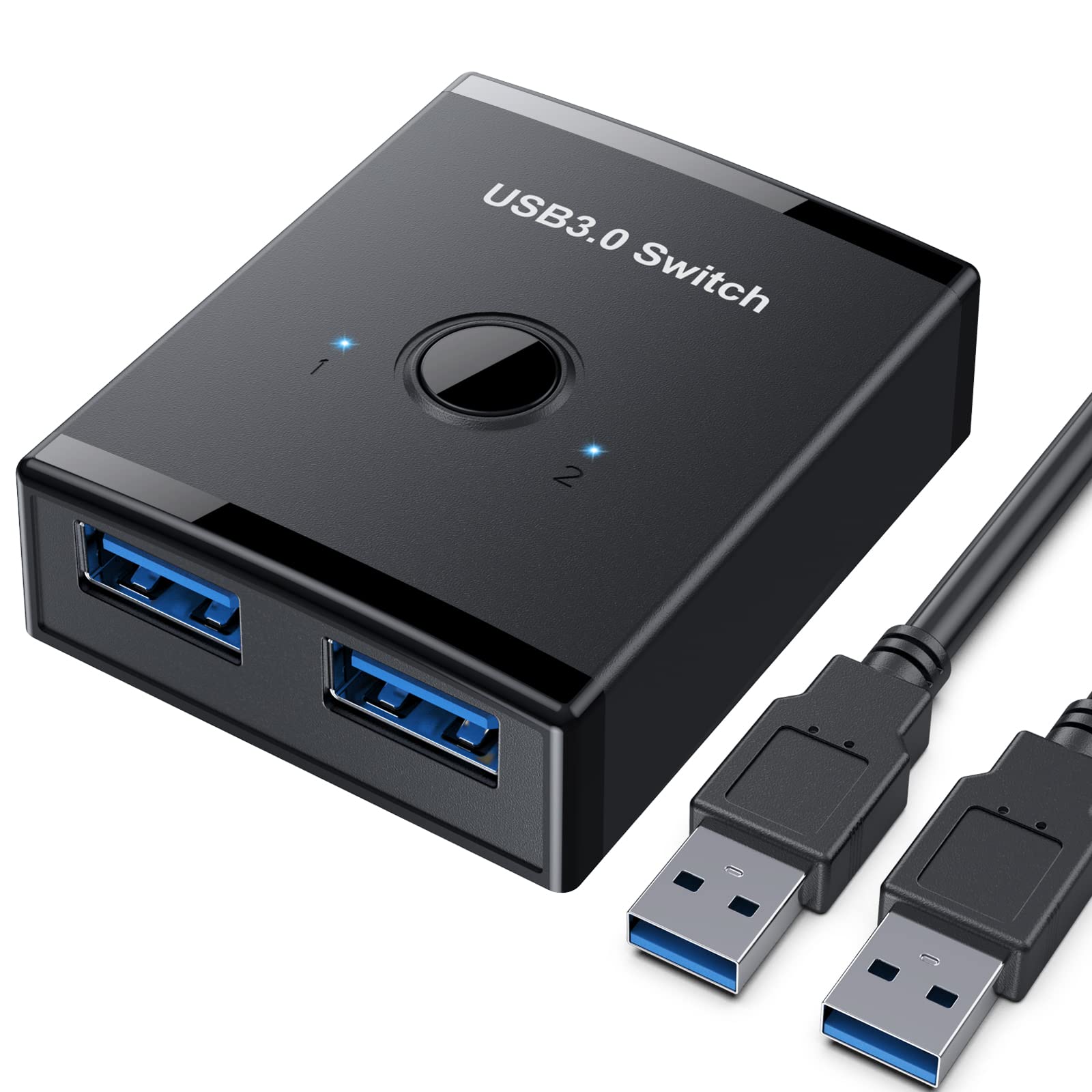 USB 3.0 Switch, Bi-Directional USB Switch 2 in 1 Out / 1 in 2 Out, YINNCEEN USB Switcher 2 Computers Share Keyboard Mouse Scanne