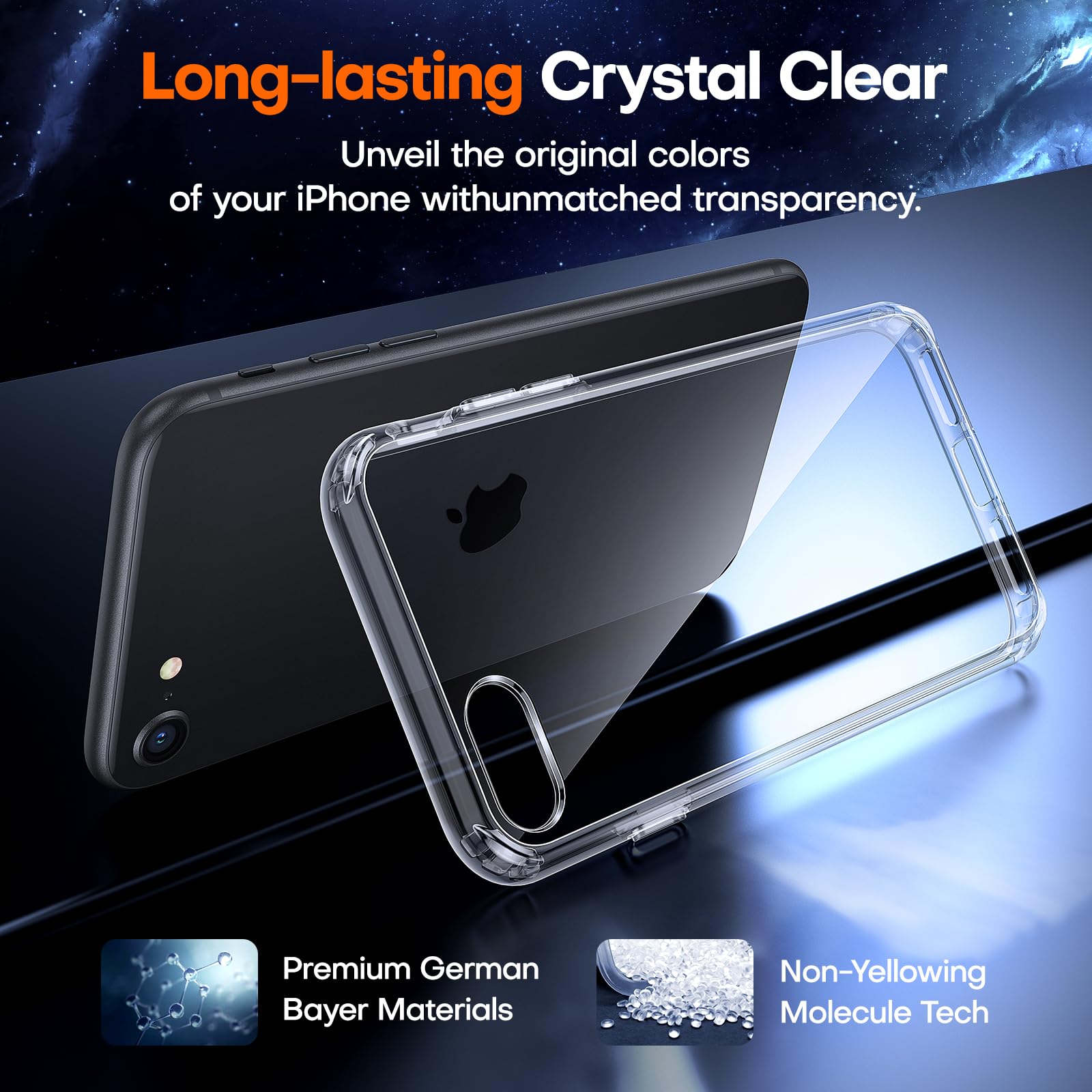 Tauri For Iphone Se Case 2022/3Rd/2020/2Rd, For Iphone 8/7 Case Clear, [Not Yellowing] With 2X Tempered Glass Screen Protectors,