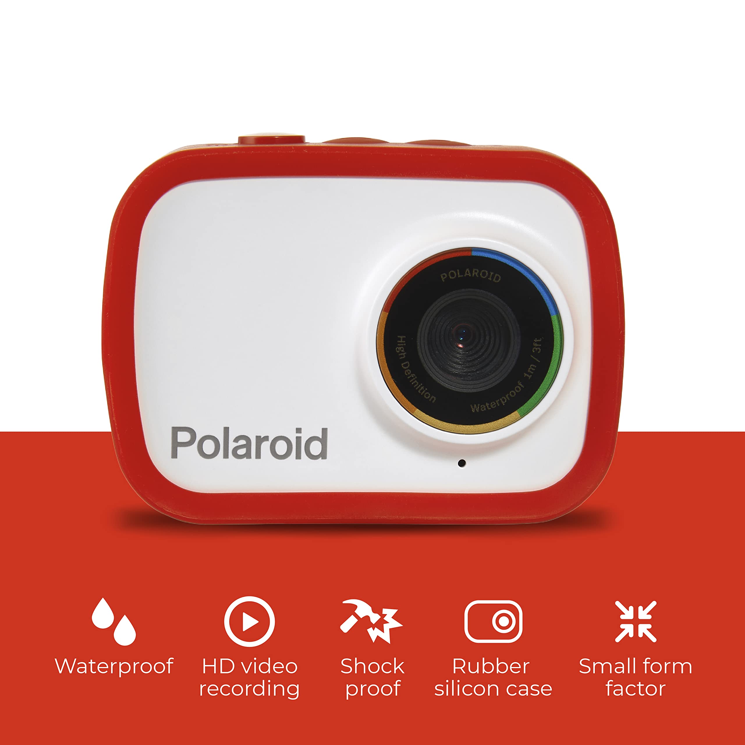 Polaroid Sport Action Camera 720P 12.1Mp, Waterproof Camcorder Video Camera With Built In Rechargeable Battery And Mounting Acce