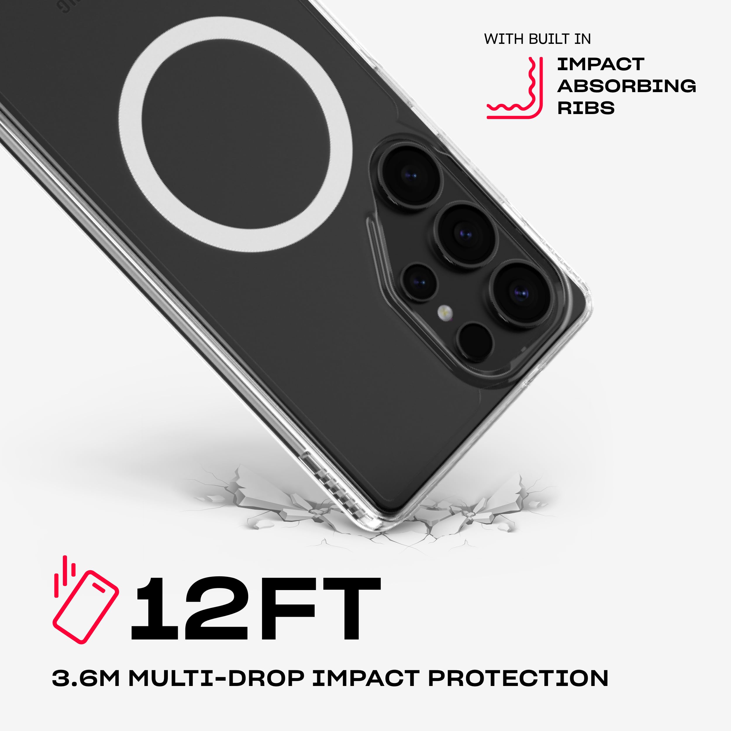 Tech21 Evoclear Case For Sasung S25 Ultra - Anti-Yellowing Case With Magnets - Clear