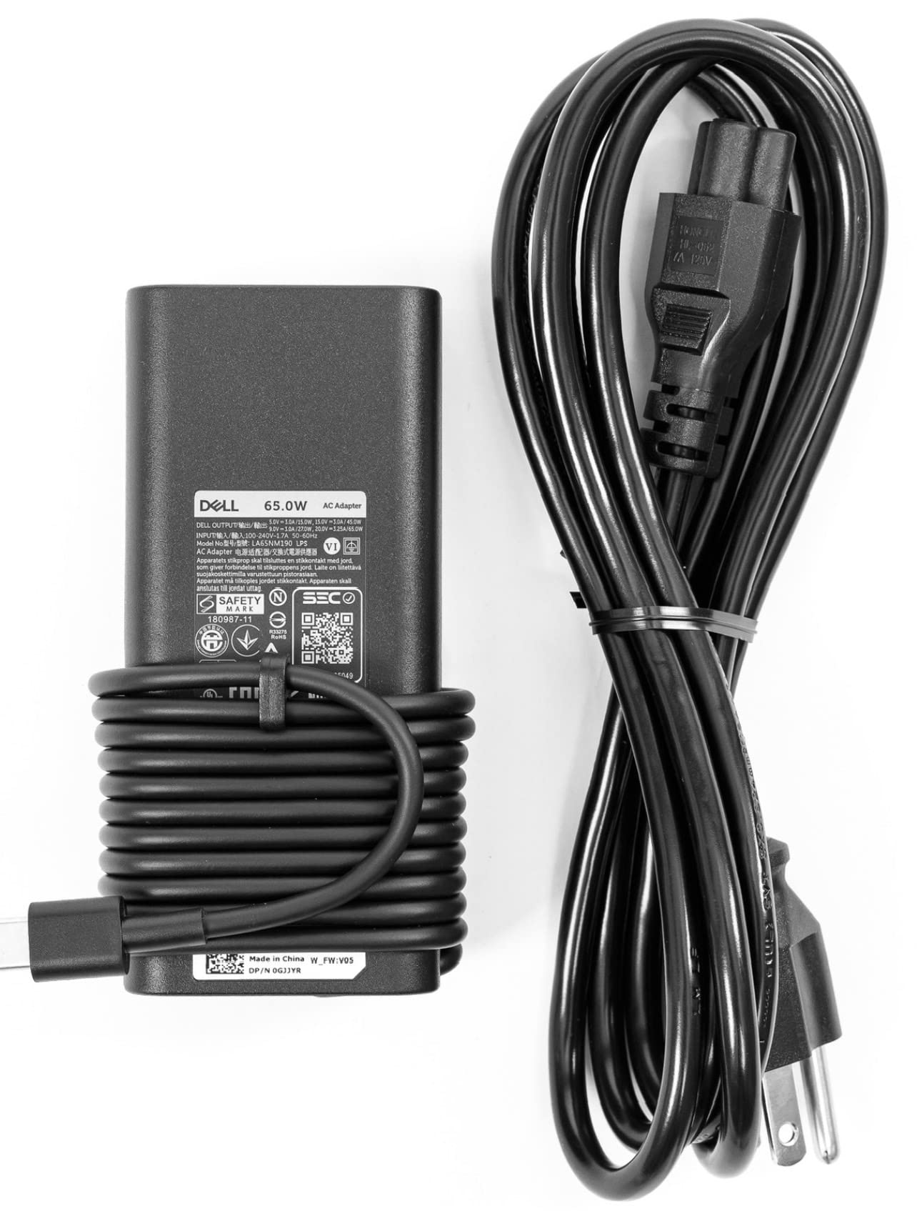 Dell 65W USB-C Laptop Charger for XPS/Latitude 5000 - Includes Power Cord, Fast Charging, Reliable Performance