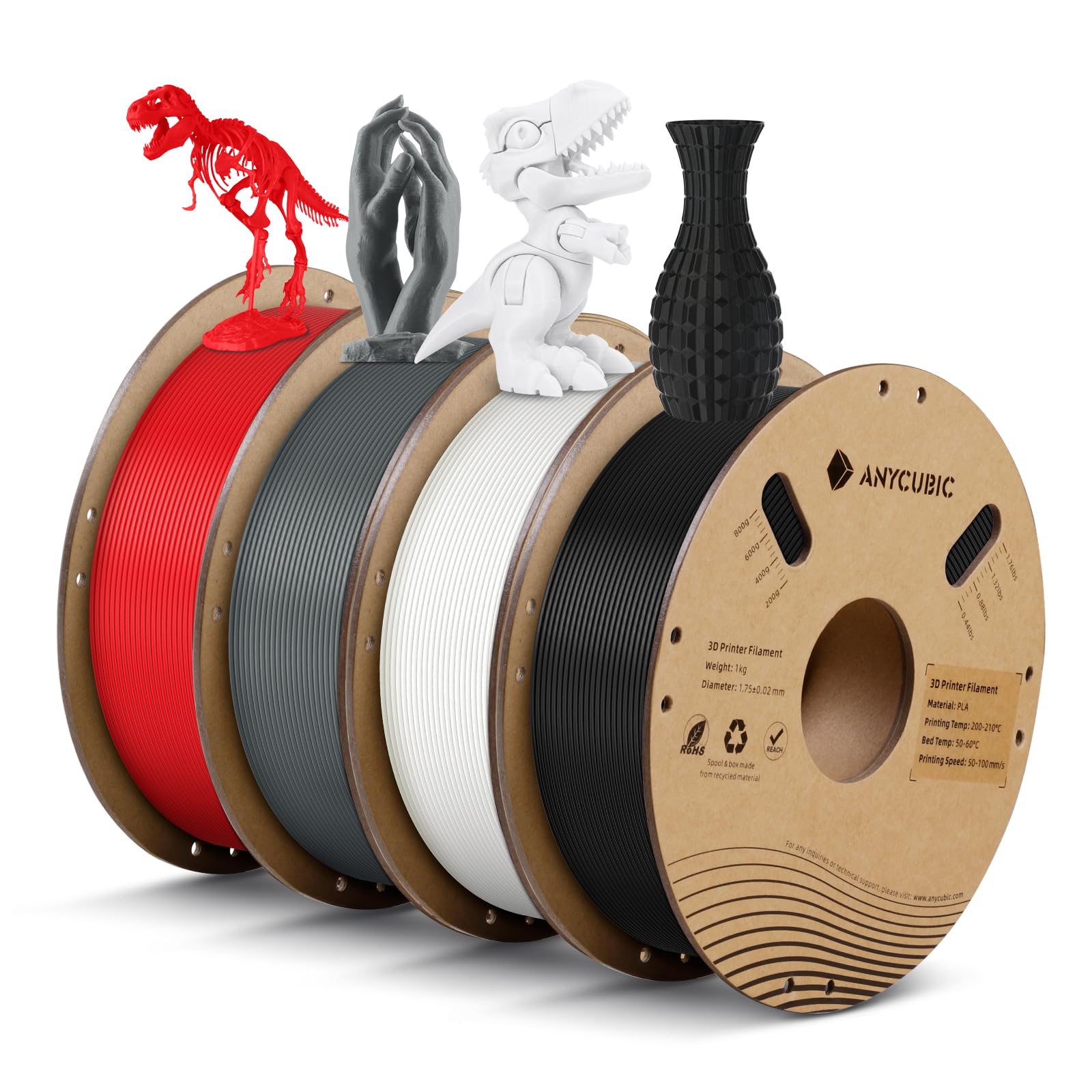 Anycubic Pla Filament 1.75Mm Bundle, Rfid 3D Printing Pla Filament 1.75Mm Dimensional Accuracy +/  0.02Mm, 1Kg Spool (2.2 Lbs),