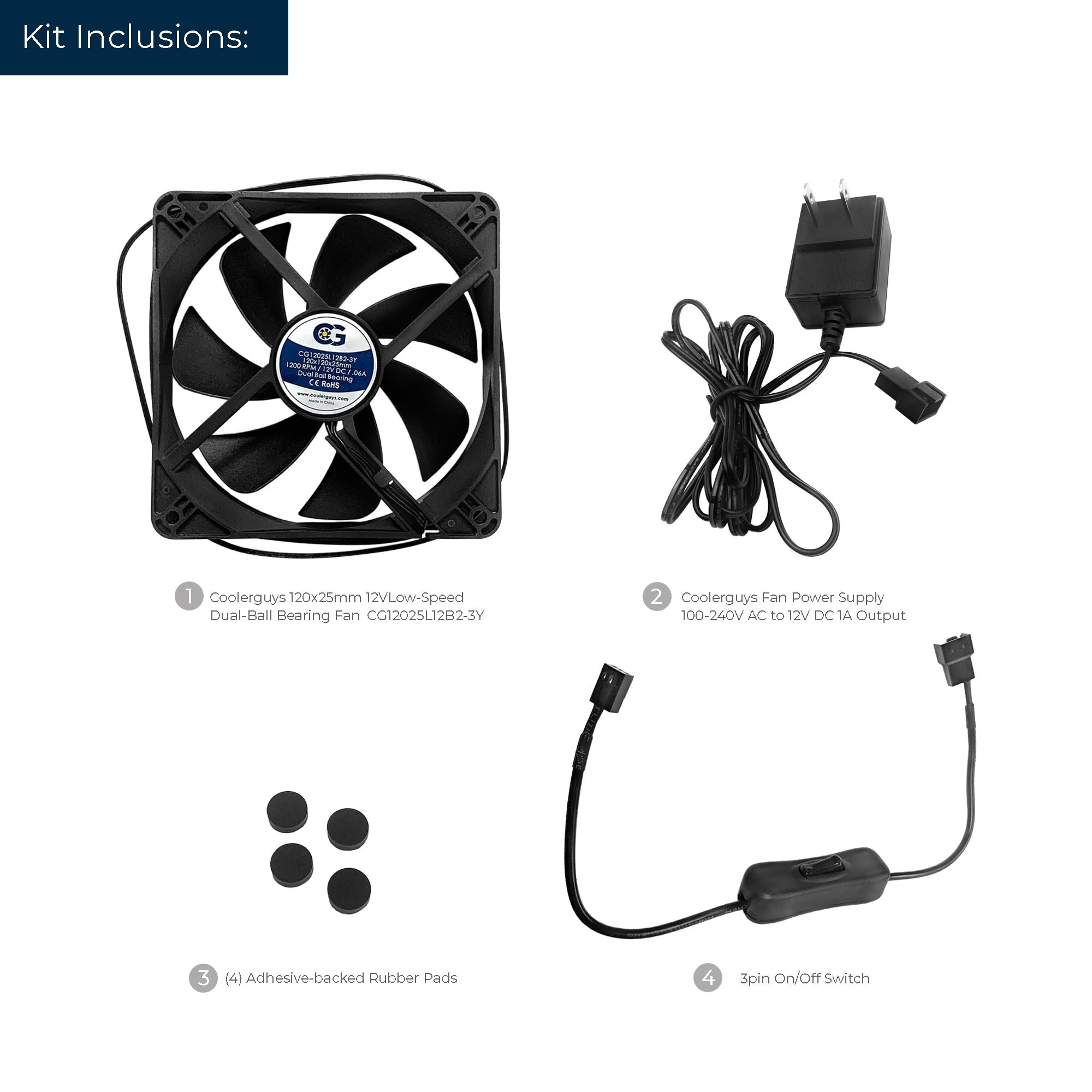 Coolerguys Quiet Ac Powered Receiver/Component Cooling Fan Kits (120Mm)