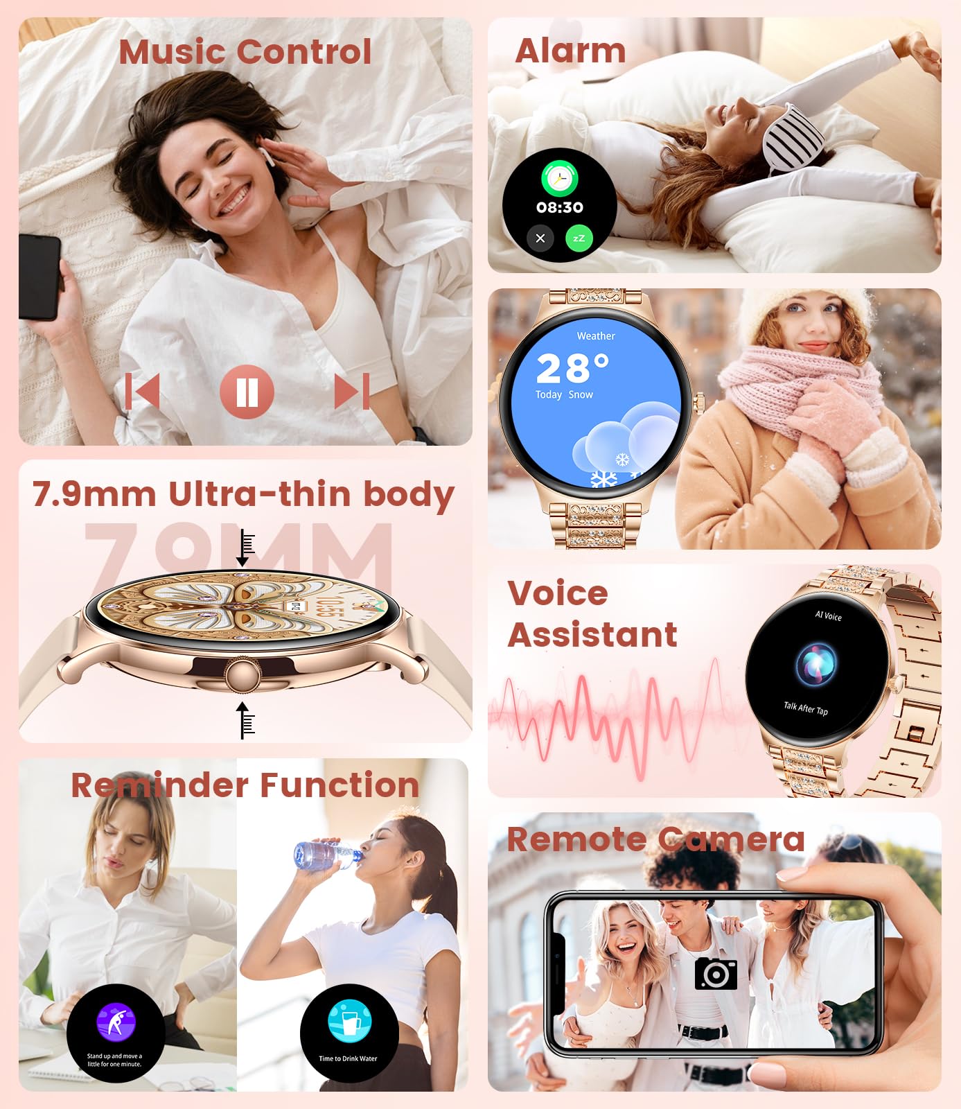 Lige Smart Watch For Women(2 Bands), 1.43 '' Hd Amoled Slim Smartwatch For Android Ios,Fitness Tracker With 120+ Sport Modes/Ip6