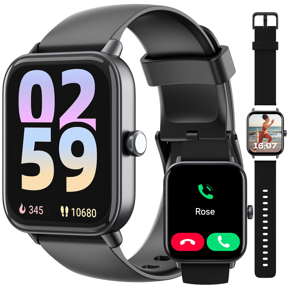 Smart Watch For Women Men Android & Iphone Compatible, Fitness Watch Bluetooth Call & Receive Text, 1.8'' Smartwatch With Alexa/