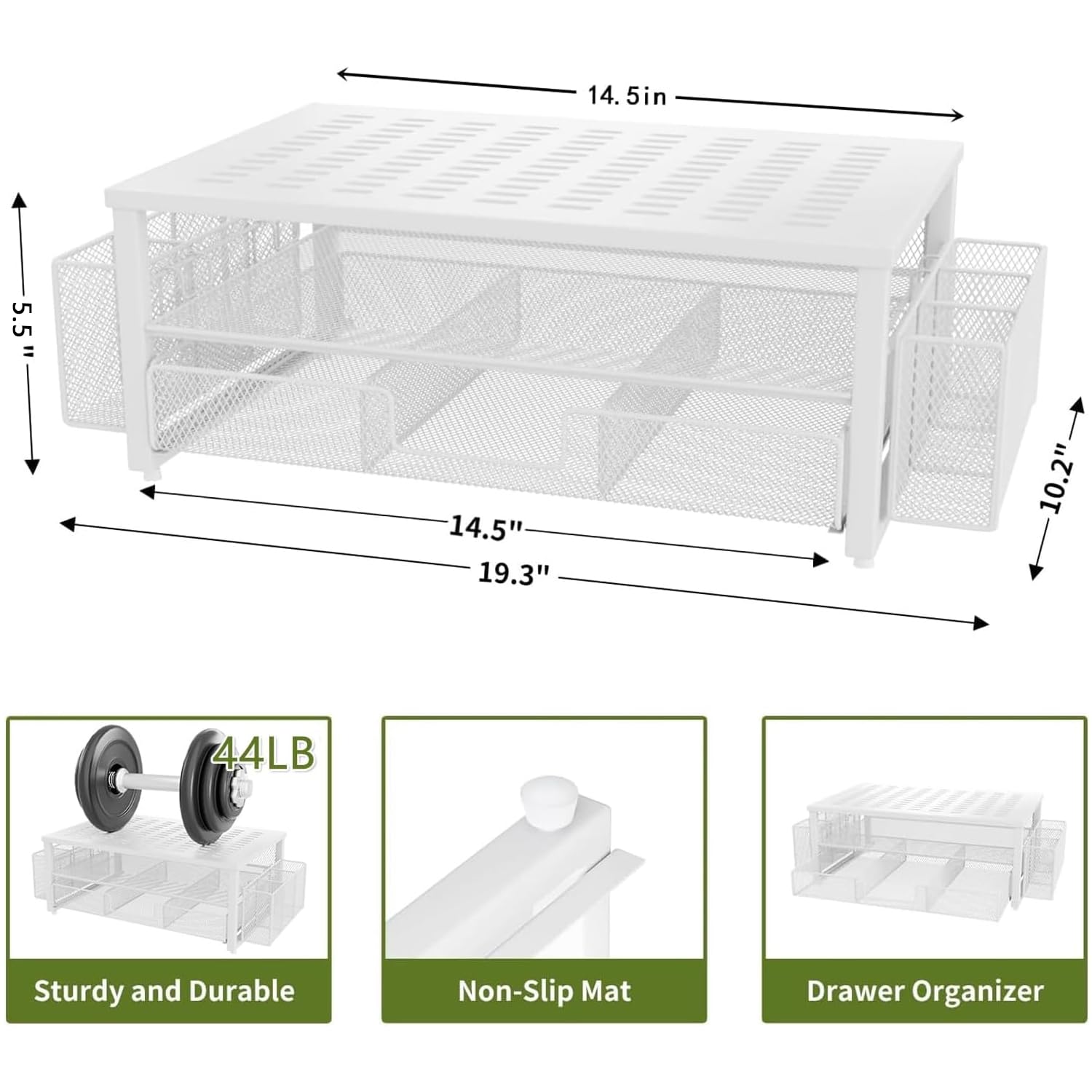 Gianotter Monitor Stand Riser, Desk Organizer With Drawer And Pen Holder, 2 Tier Computer Stand, Desk Accessories & Workspace Or