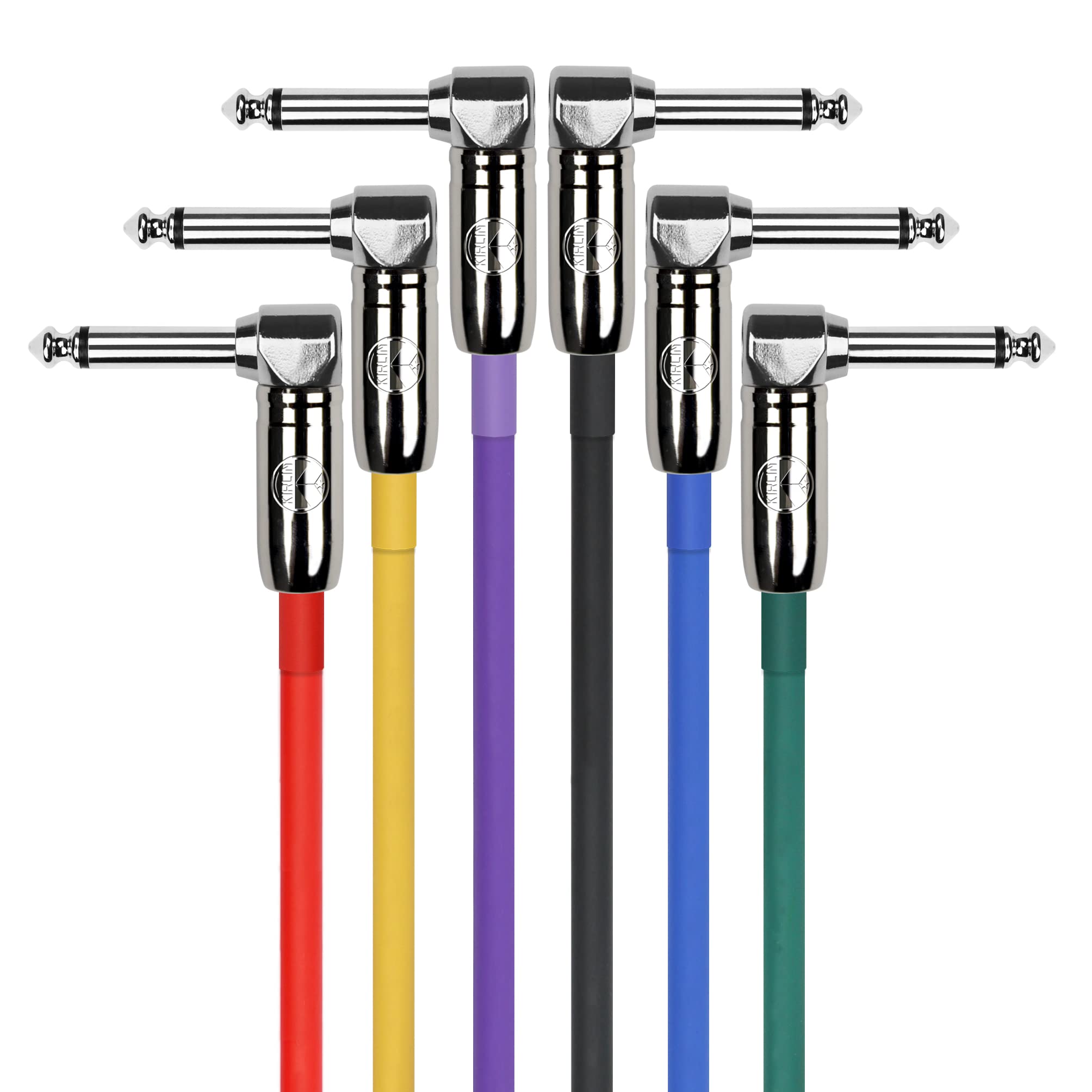 Kirlin Cable Ip6-243Pn-01 - 1 Foot - Right Angle 1/4-Inch Plugs Colored Patch Cable