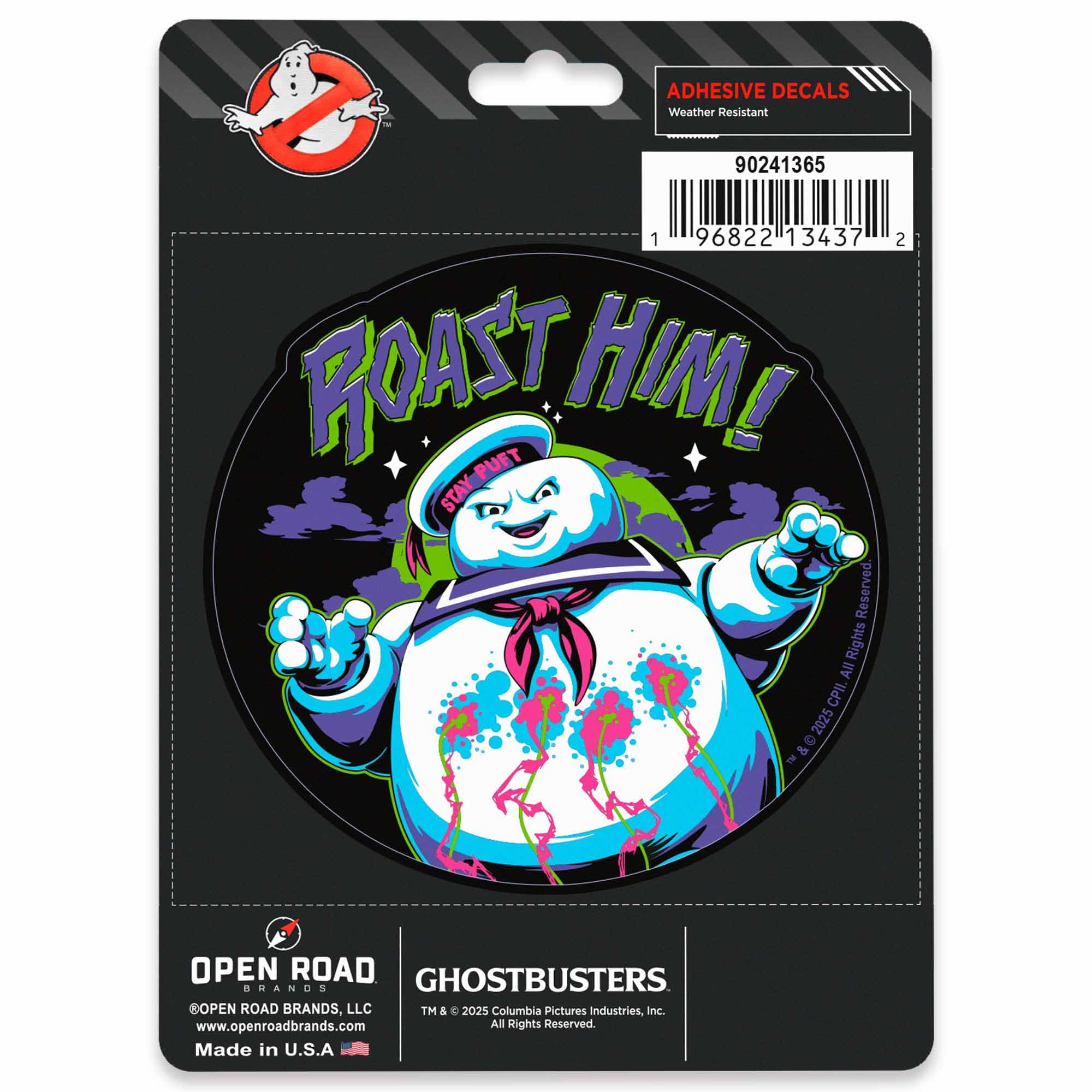 Ghostbusters Stay Puft Marshmallow Man Roast Him Adhesive Vinyl Decal - Spooky Sticker for Laptop or Water Bottle