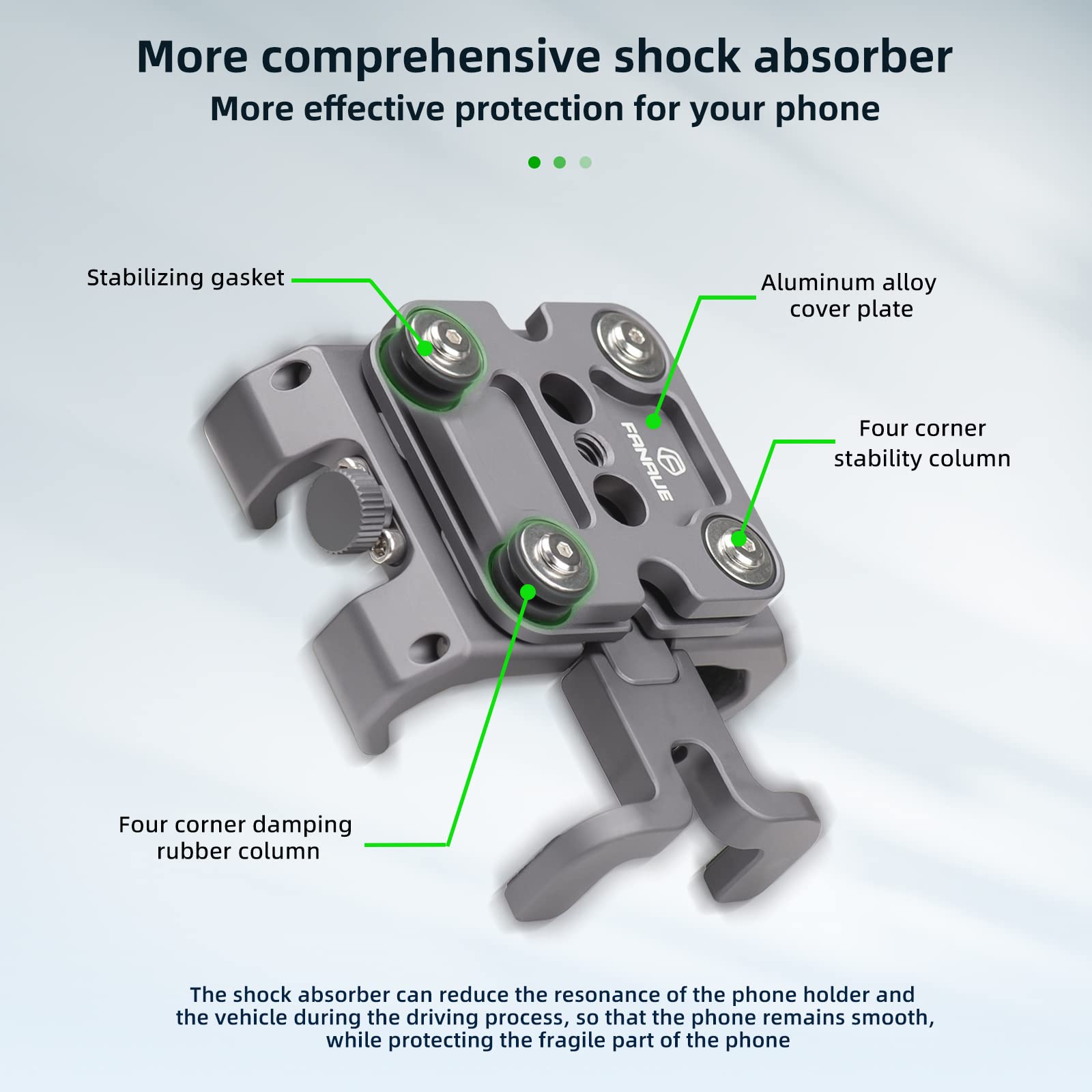 Fanaue Cpc 09Sa Anti Vibration Motorcycle Phone Mount With 1 Inch Ball Head For Ram Mounts B Size Double Socket Arm And Bike Pho