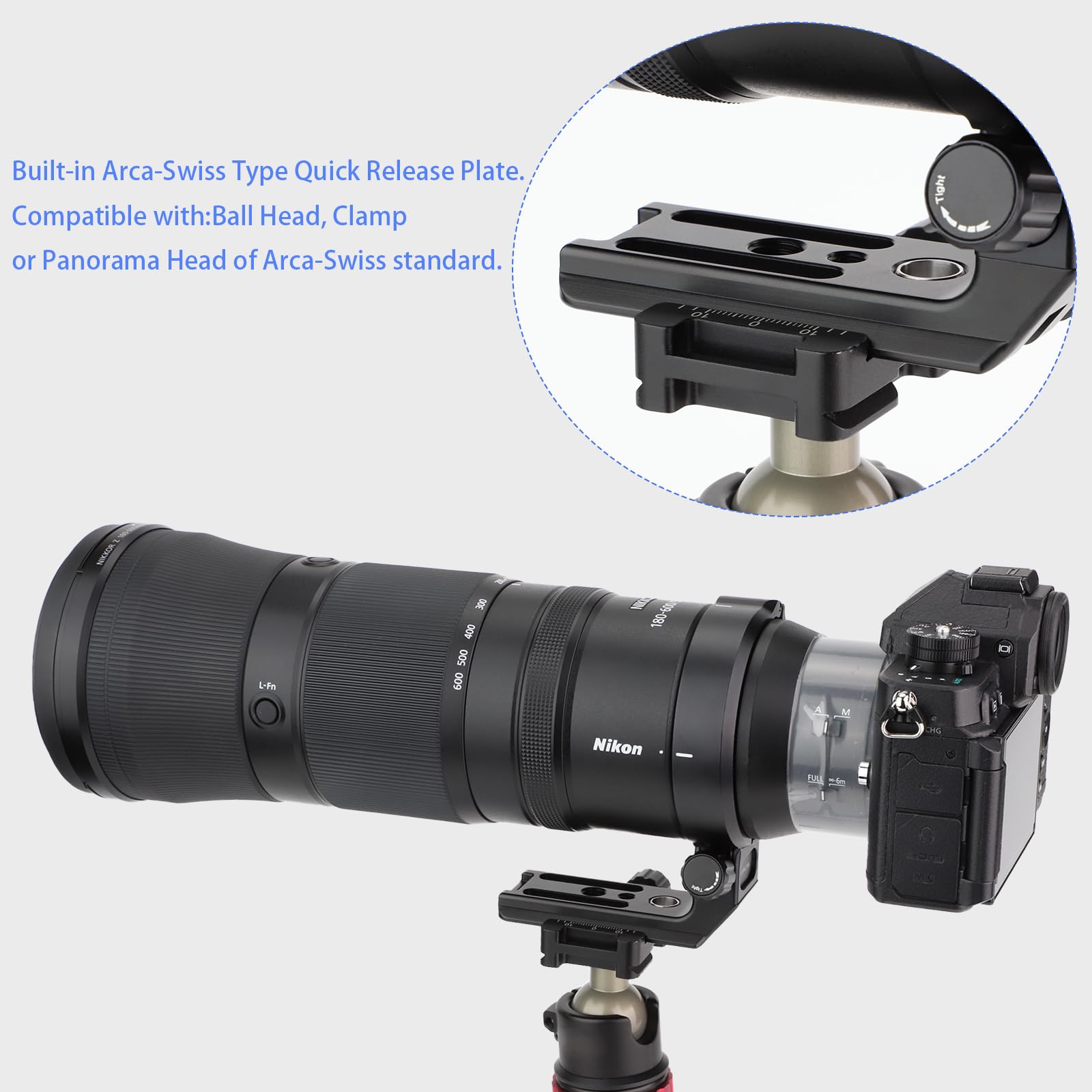 Haoge Lmr Z186 Lens Collar For Nikon Nikkor Z 180 600Mm F/5.6 6.3 Vr Lens Tripod Mount Ring Built In Arca Type Quick Release Plate