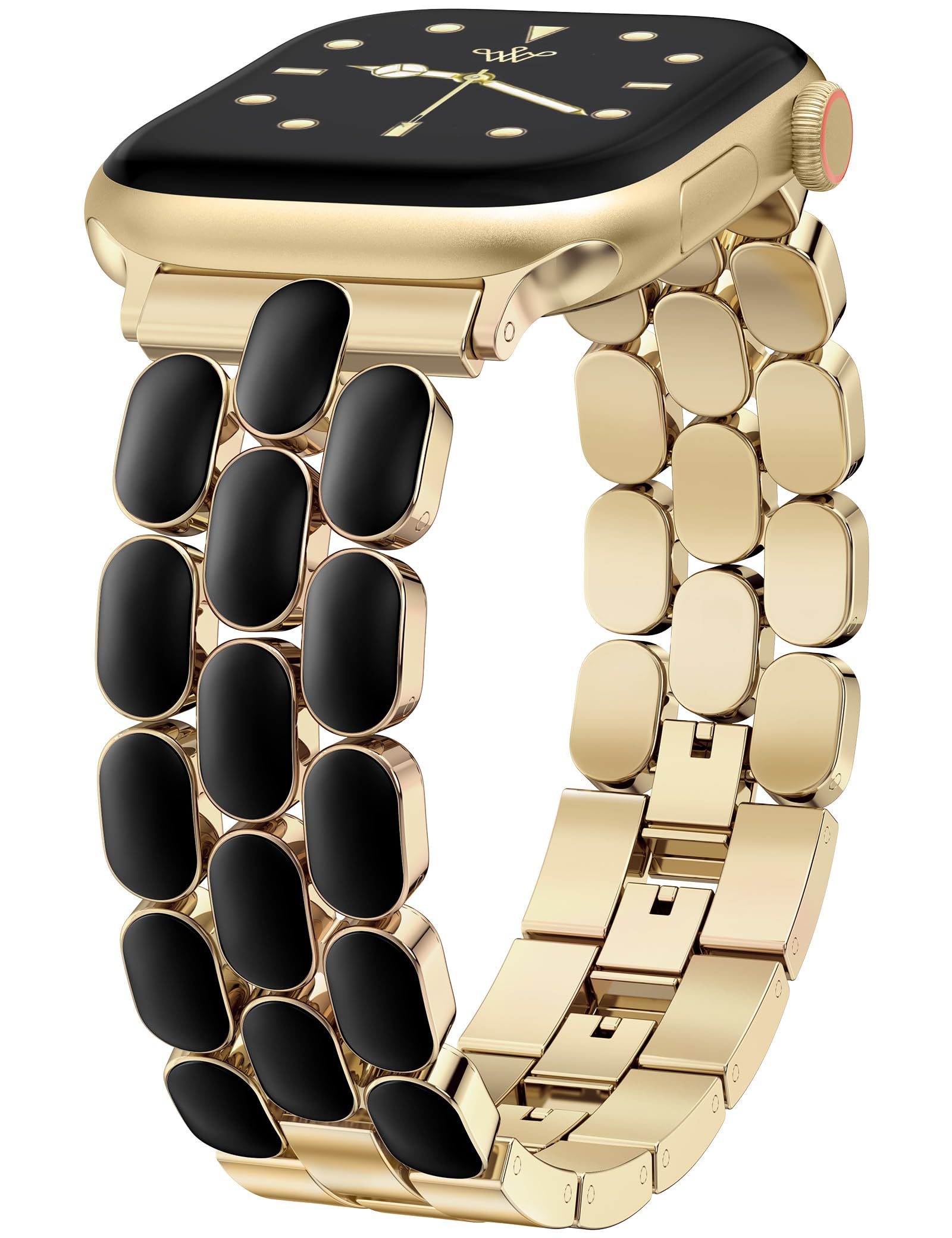 Wearlizer Metal Bracelet Compatible with Apple Watch Bands for Women 40/38/41/42mm (Series 11/10), Gold Dressy Designer Jewelry 