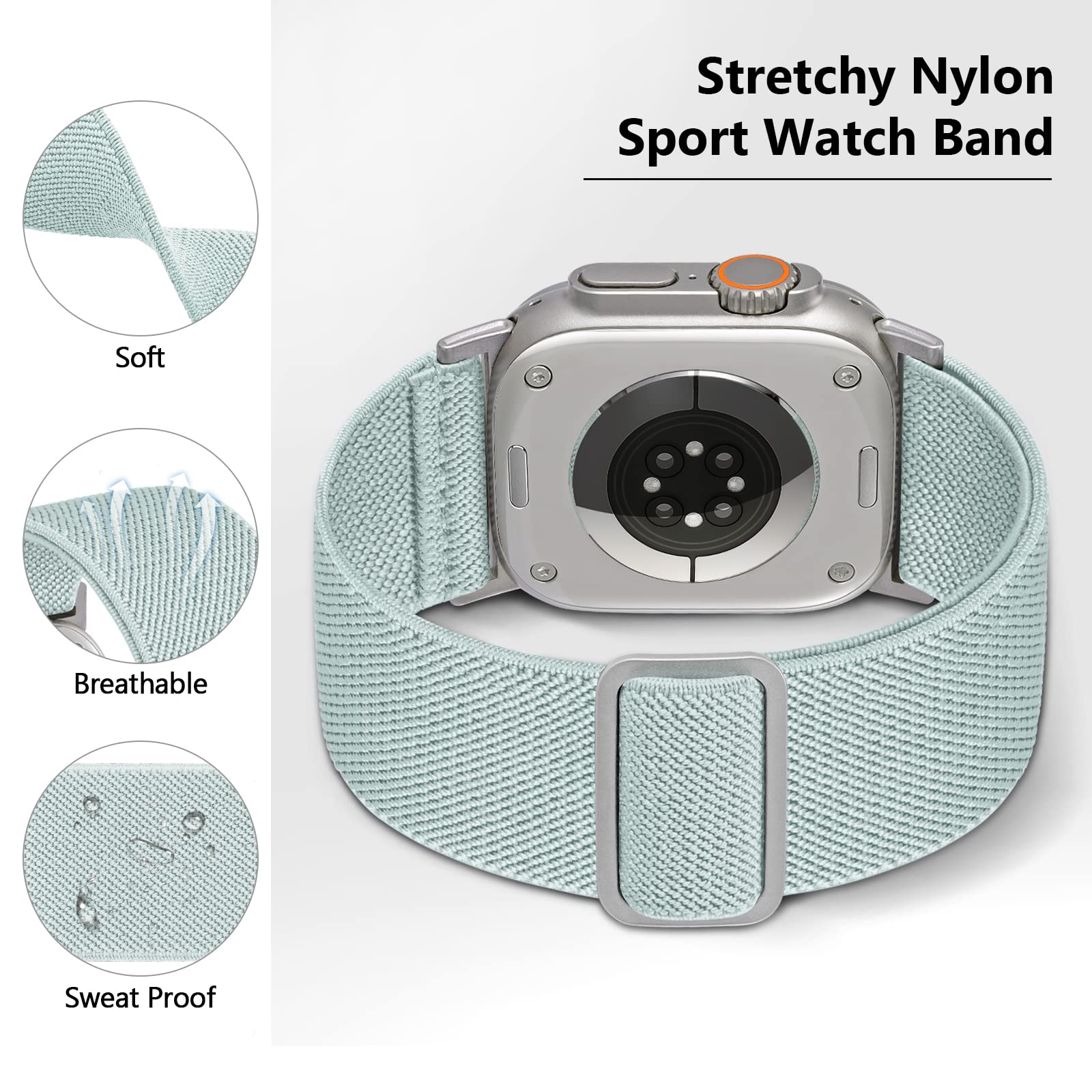 30Mm Wide Stretchy Nylon Compatible With Apple Watch Ultra Band 49Mm 44Mm 45Mm 42Mm, Adjustable Sport Soft Elastic For Apple Wat