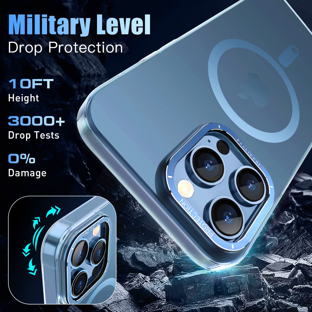 Kmambag Magnetic Case Slim For Iphone 14 Pro Max 6.7'' [Advanced Metal Camera Protection Ring] [For Magsafe ] [Never Yellowing]