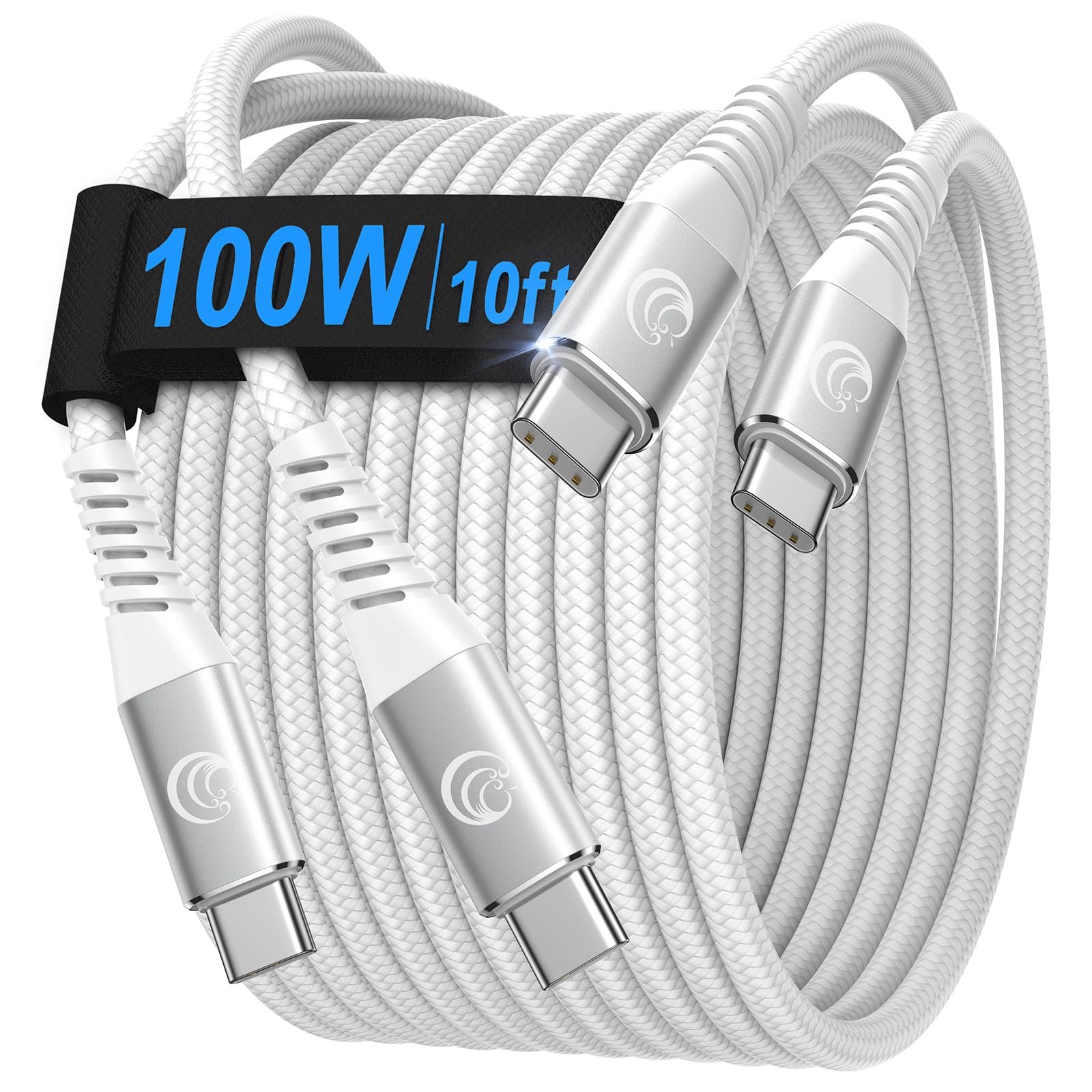 Usbc To Usbc Cable [10Ft 2 Pack] Usb C To Usb C Cable 100W 5A Type C To C Cable Fast Charging Braided Long Usb C Charger Cord For Macbook Pro,Iphone 16 15 Pro Max Plus,Ipad Air,Samsung S24 S23 Ultra